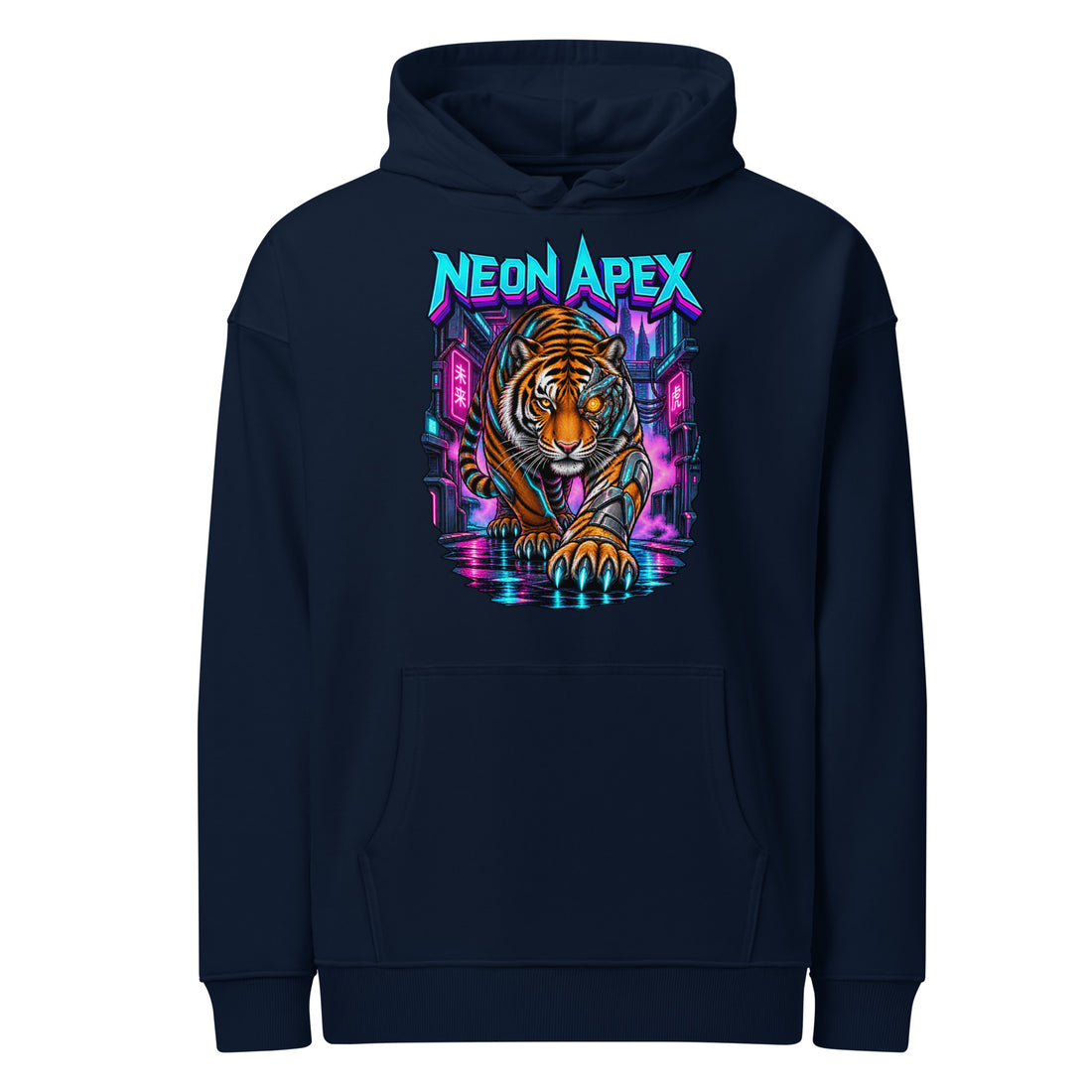 Cyberpunk Animals Lovers | Unisex Organic Relaxed Slammer 2.0 Hoodie — NEON APEX by printfluence