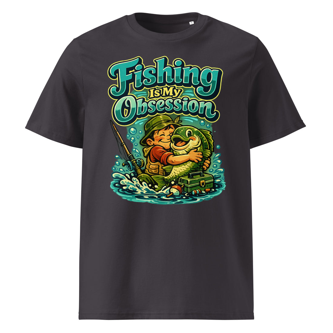 Fishing Is My Obsession T-Shirt - Cute Cartoon Bass Fishing Lovers Organic Tee by printfluence.net