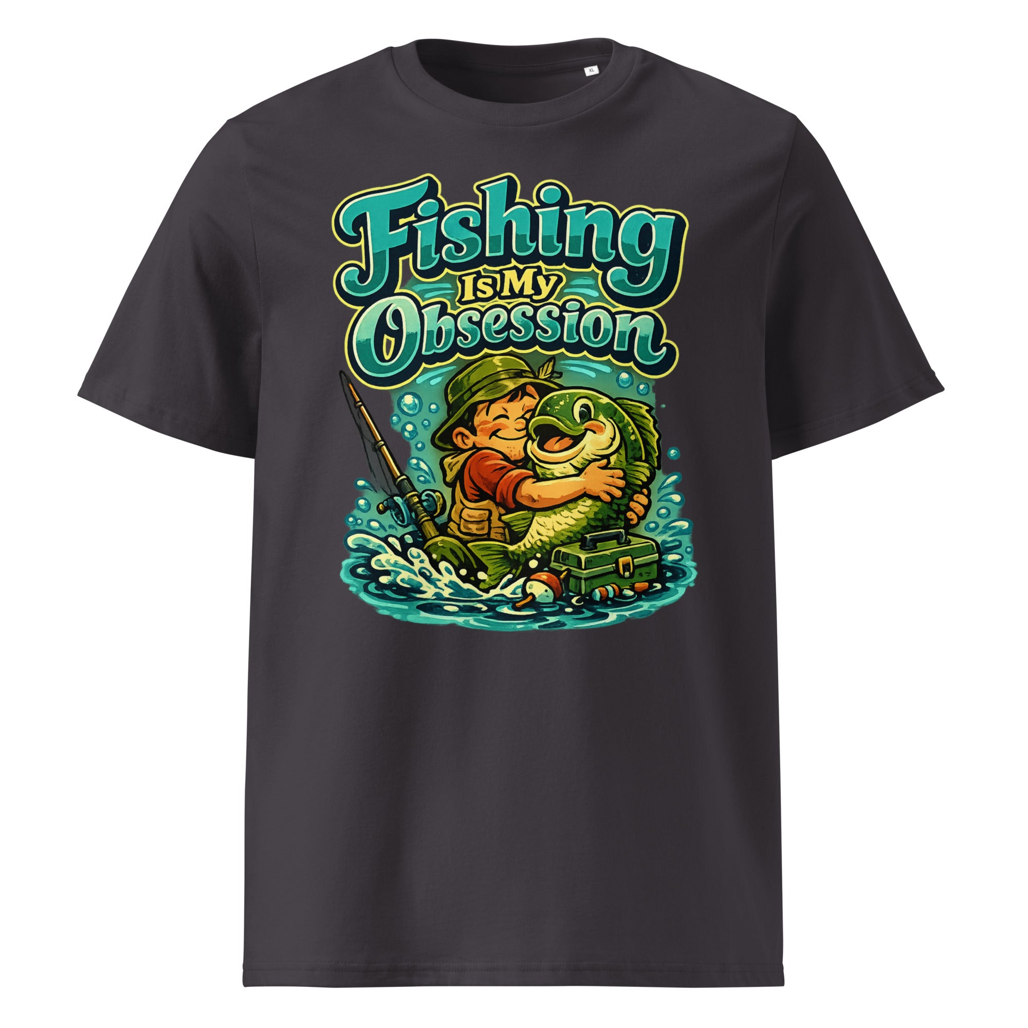Fishing Is My Obsession T-Shirt - Cute Cartoon Bass Fishing Lovers Organic Tee by printfluence.net