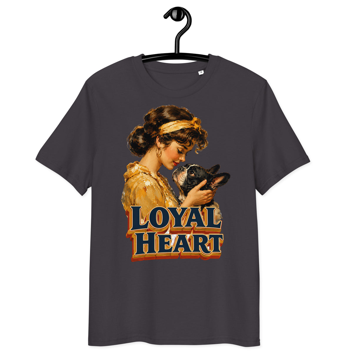 Loyal Heart Frenchie Tee - Organic Ribbed Neck French Bulldog Lovers T-Shirt T-24 by printfluence.net