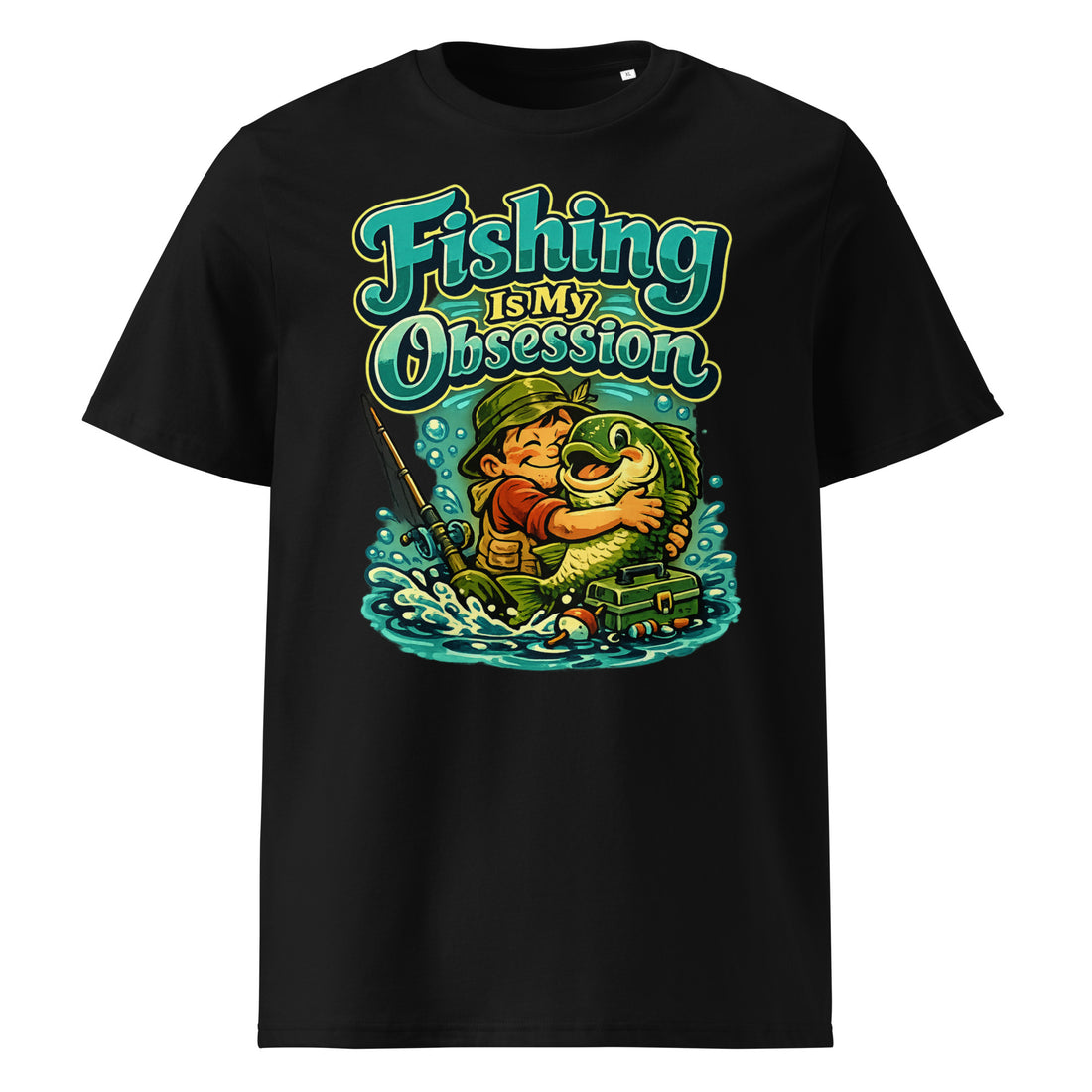 Fishing Is My Obsession T-Shirt - Cute Cartoon Bass Fishing Lovers Organic Tee by printfluence.net