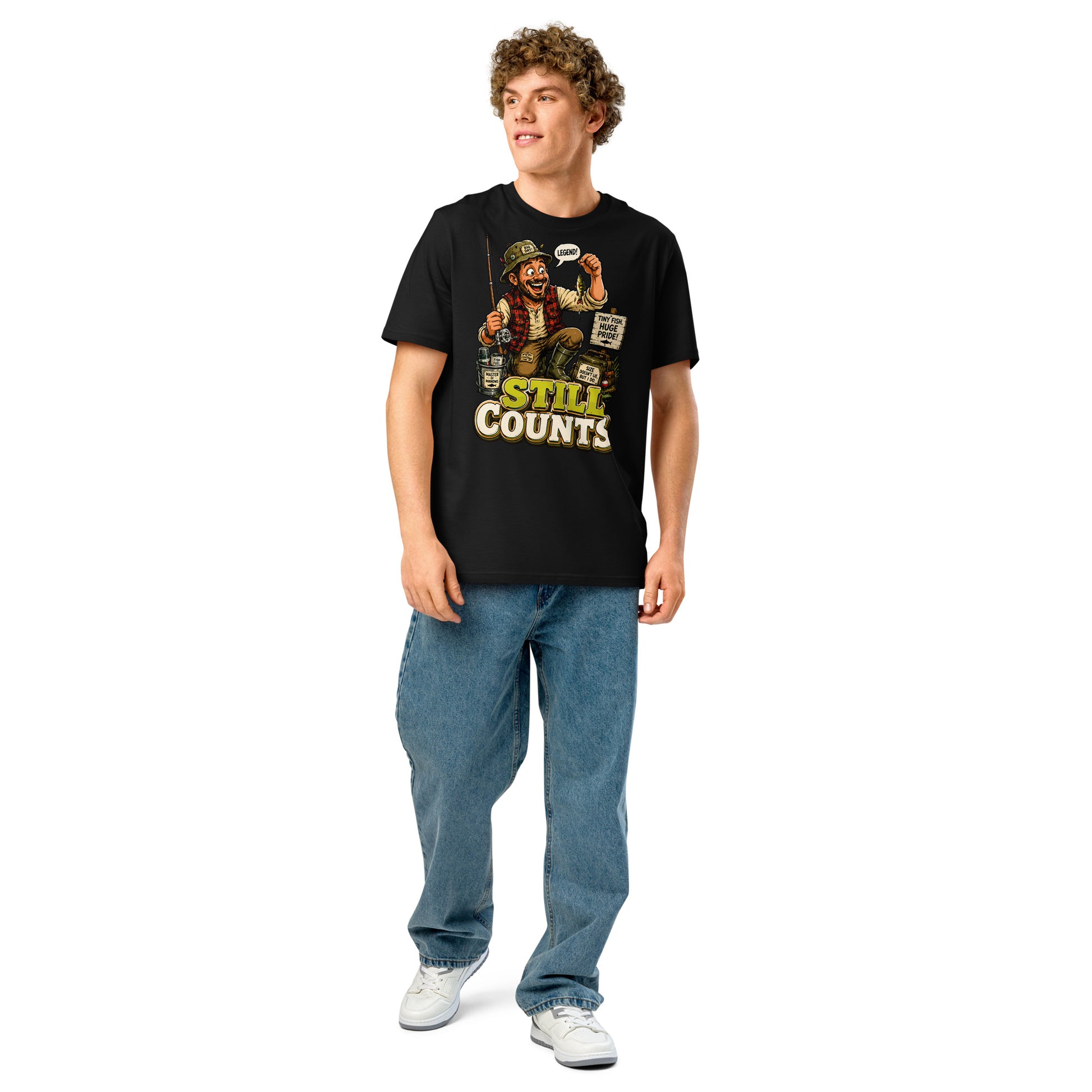 Still Counts Fishing T-Shirt - Funny Tiny Fish Pride Fishing Lovers Organic Tee by printfluence.net