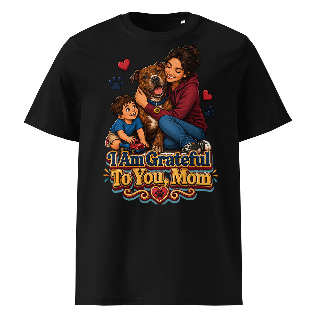 Grateful Pitbull Mom Unisex Organic Ribbed Tee by printfluence.net