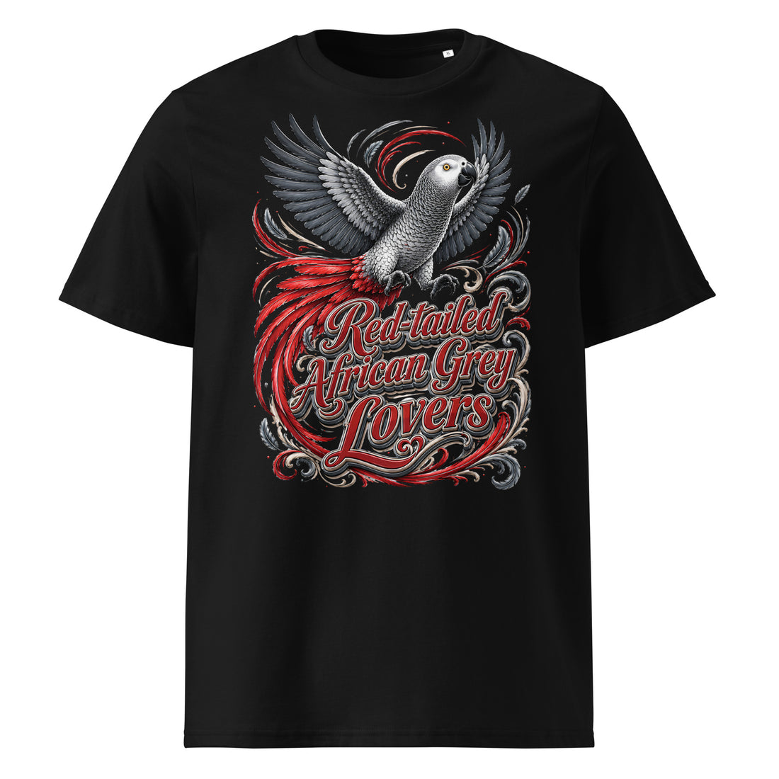 Organic Ribbed Neck African Grey T-Shirt – Red-Tailed Majestic Parrot by printfluence.net