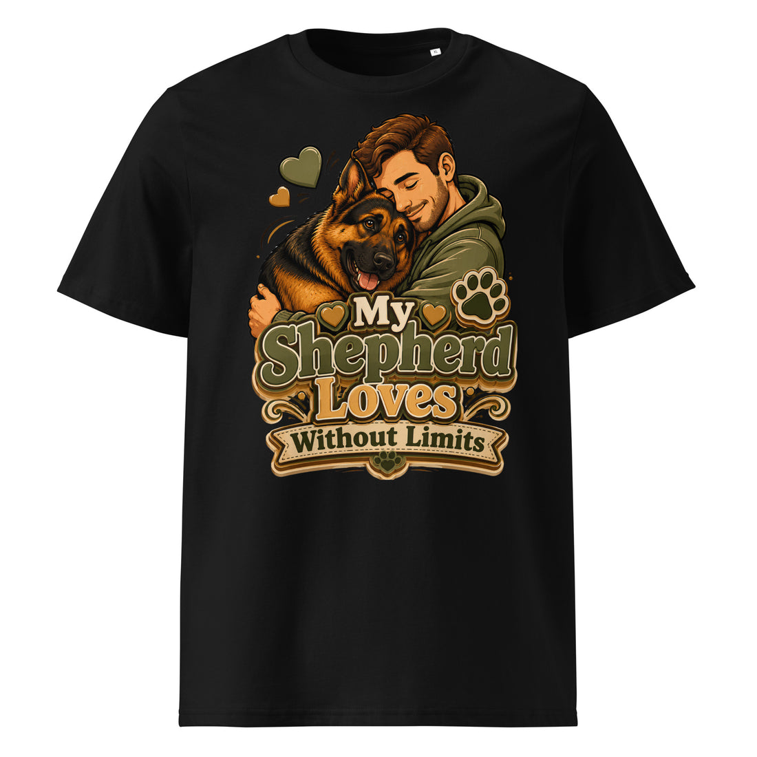 German Shepherd Loves Without Limits Organic Ribbed Neck T-Shirt by printfluence.net
