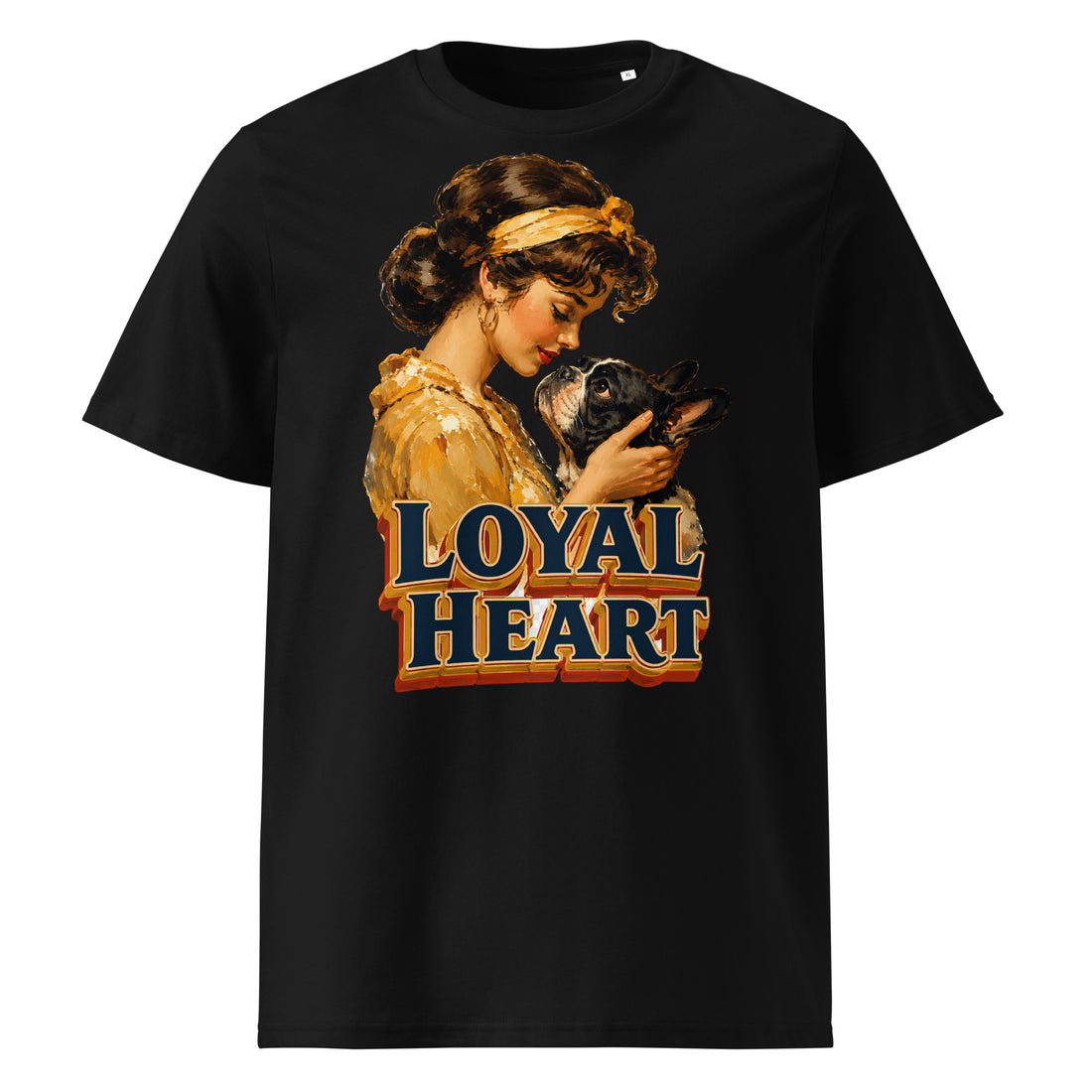 Loyal Heart Frenchie Tee - Organic Ribbed Neck French Bulldog Lovers T-Shirt T-24 by printfluence.net