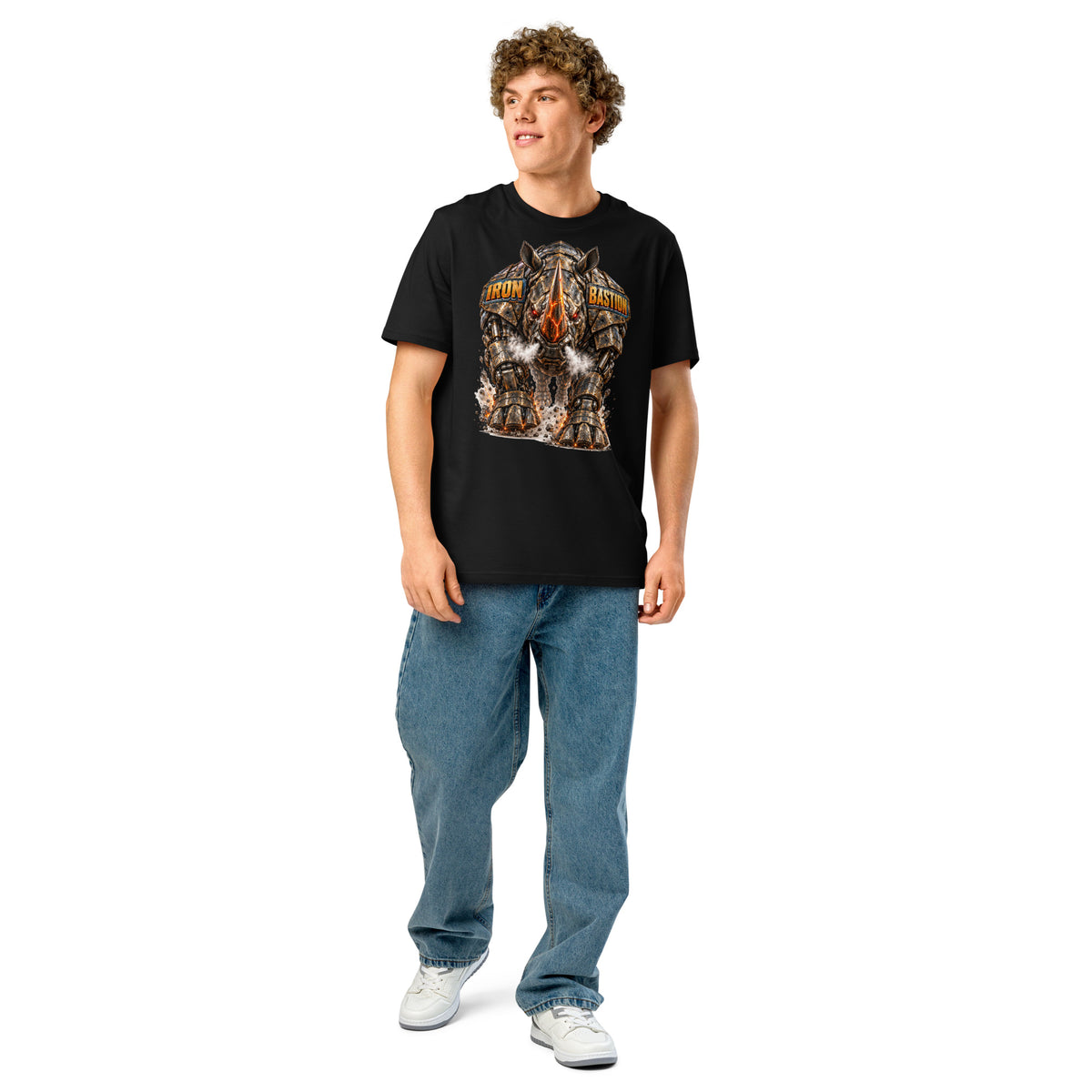 Cyberpunk Animals Lovers | Unisex Organic Ribbed Neck Creator 2.0 T-Shirt — IRON BASTION by printfluence