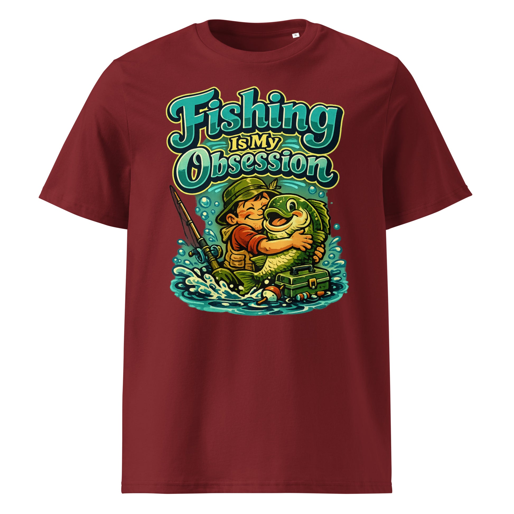 Fishing Is My Obsession T-Shirt - Cute Cartoon Bass Fishing Lovers Organic Tee by printfluence.net