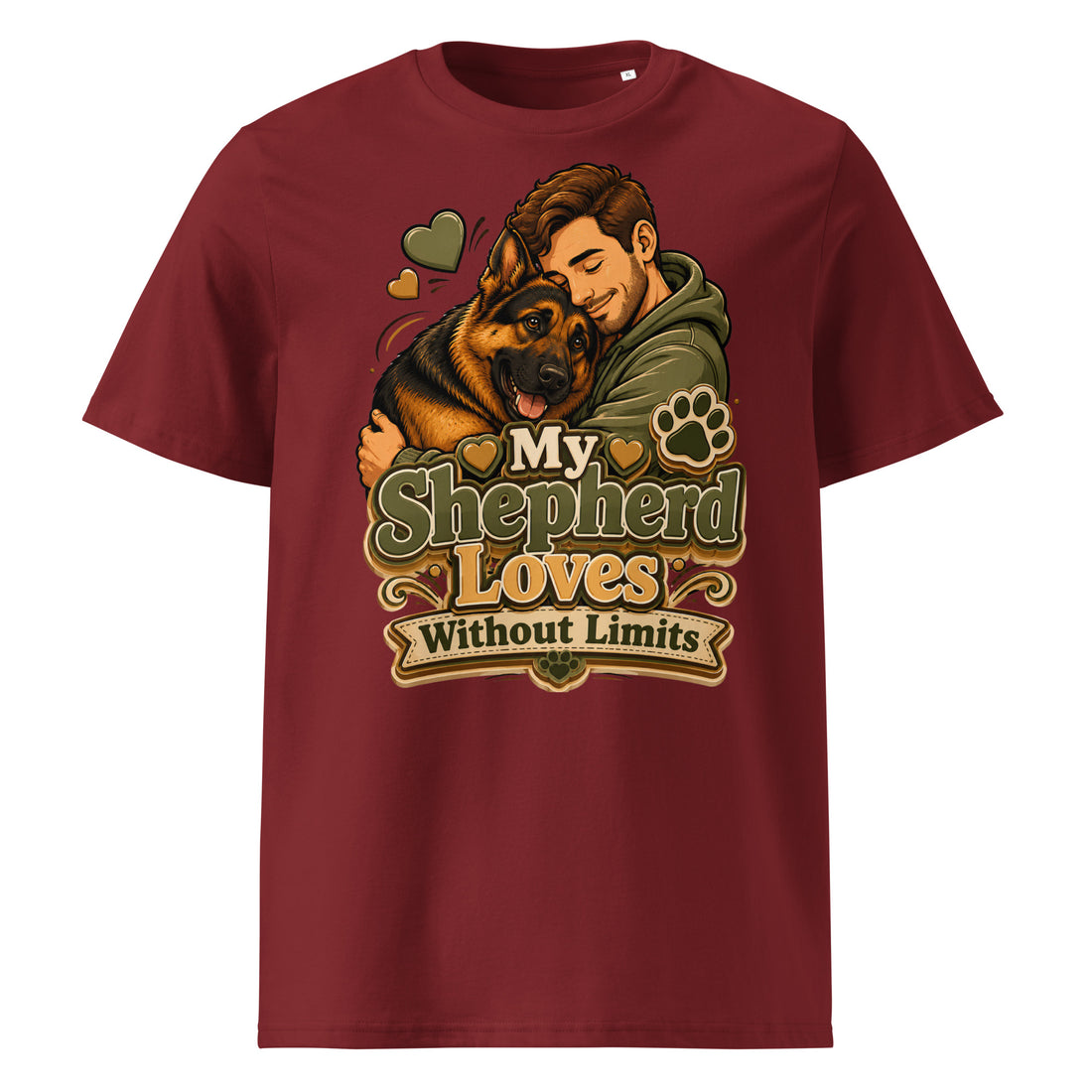 German Shepherd Loves Without Limits Organic Ribbed Neck T-Shirt by printfluence.net