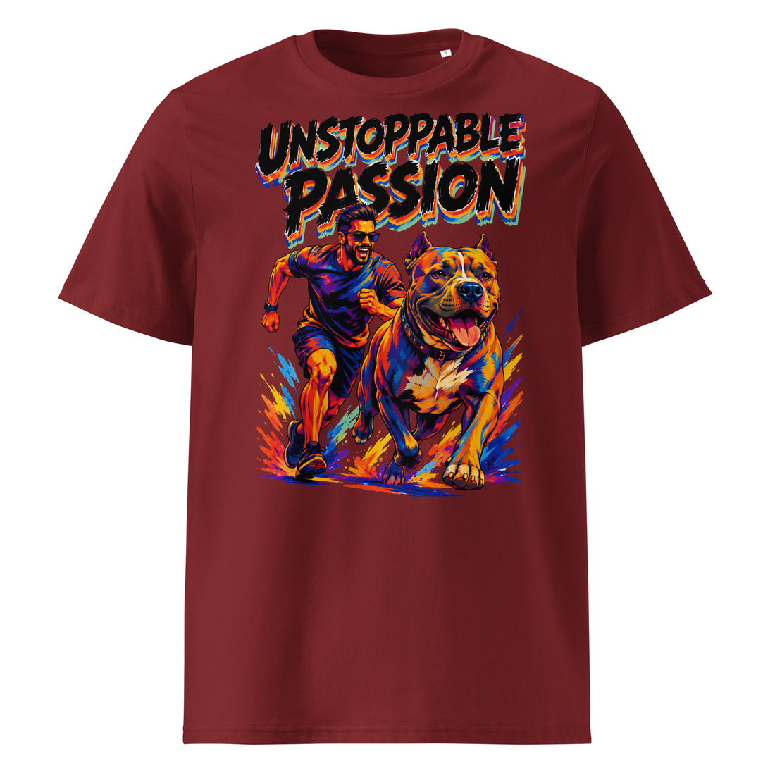 Unstoppable Passion Organic Pitbull Lovers Retro Tee With Ribbed Neck by printfluence.net