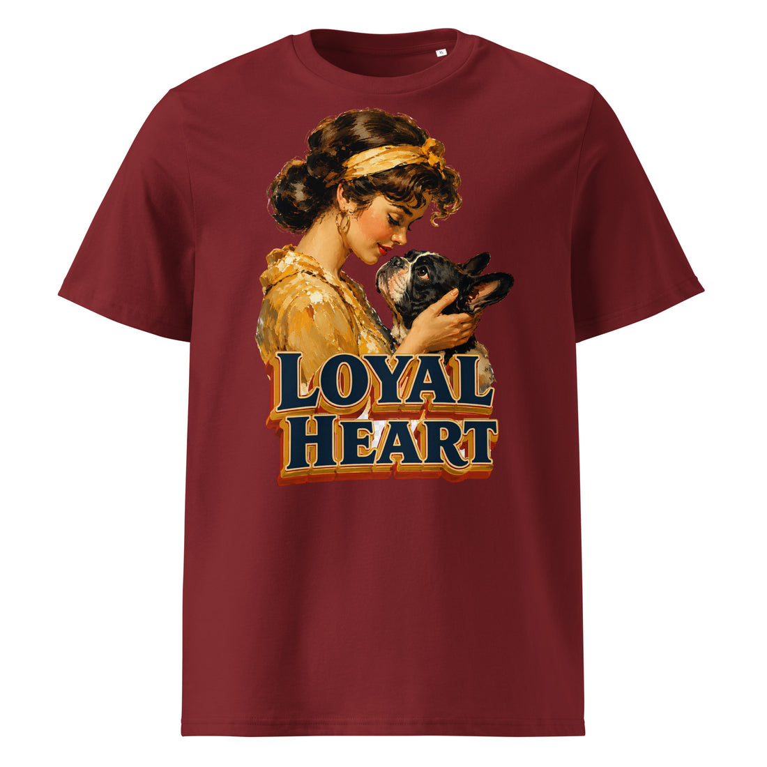 Loyal Heart Frenchie Tee - Organic Ribbed Neck French Bulldog Lovers T-Shirt T-24 by printfluence.net
