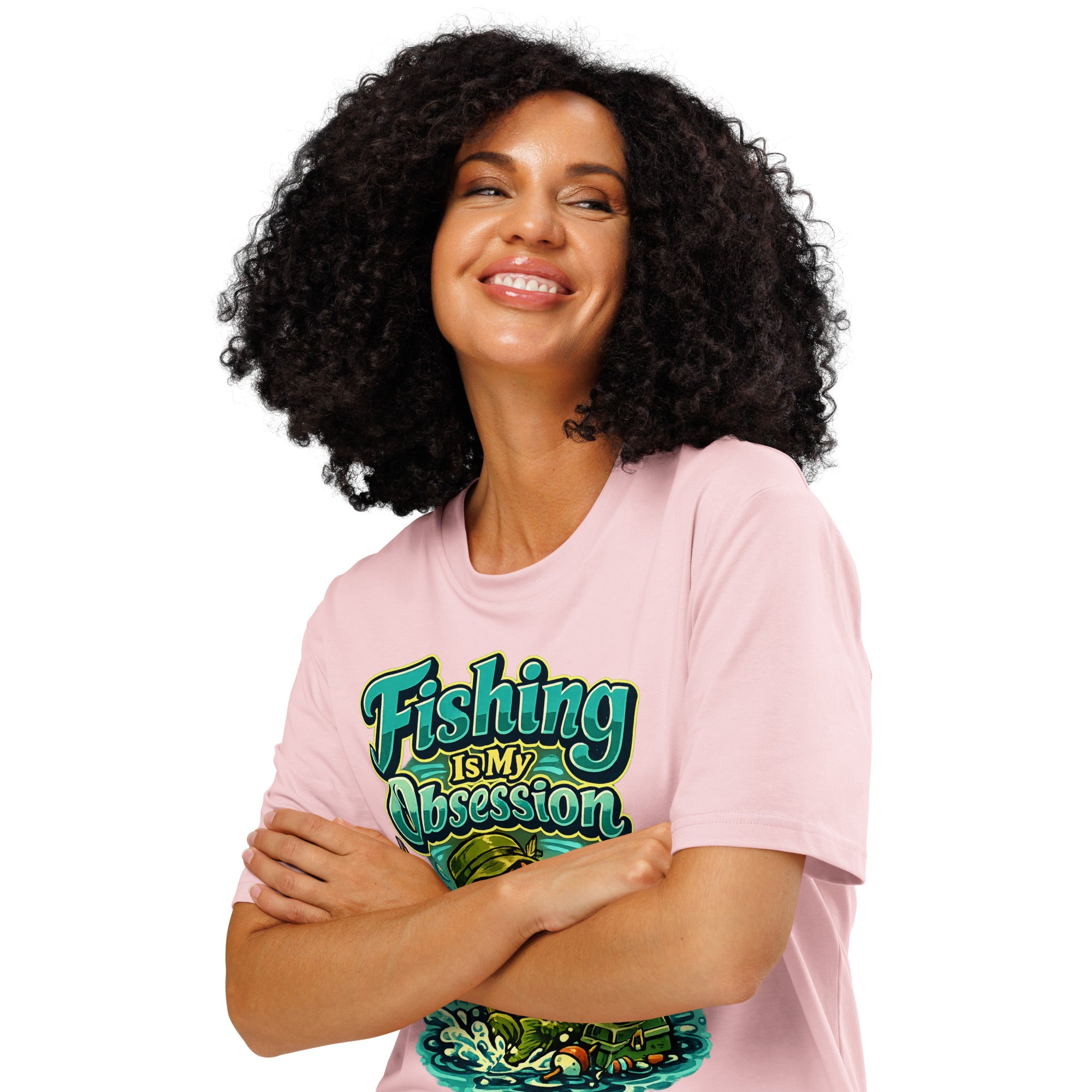 Fishing Is My Obsession T-Shirt - Cute Cartoon Bass Fishing Lovers Organic Tee by printfluence.net
