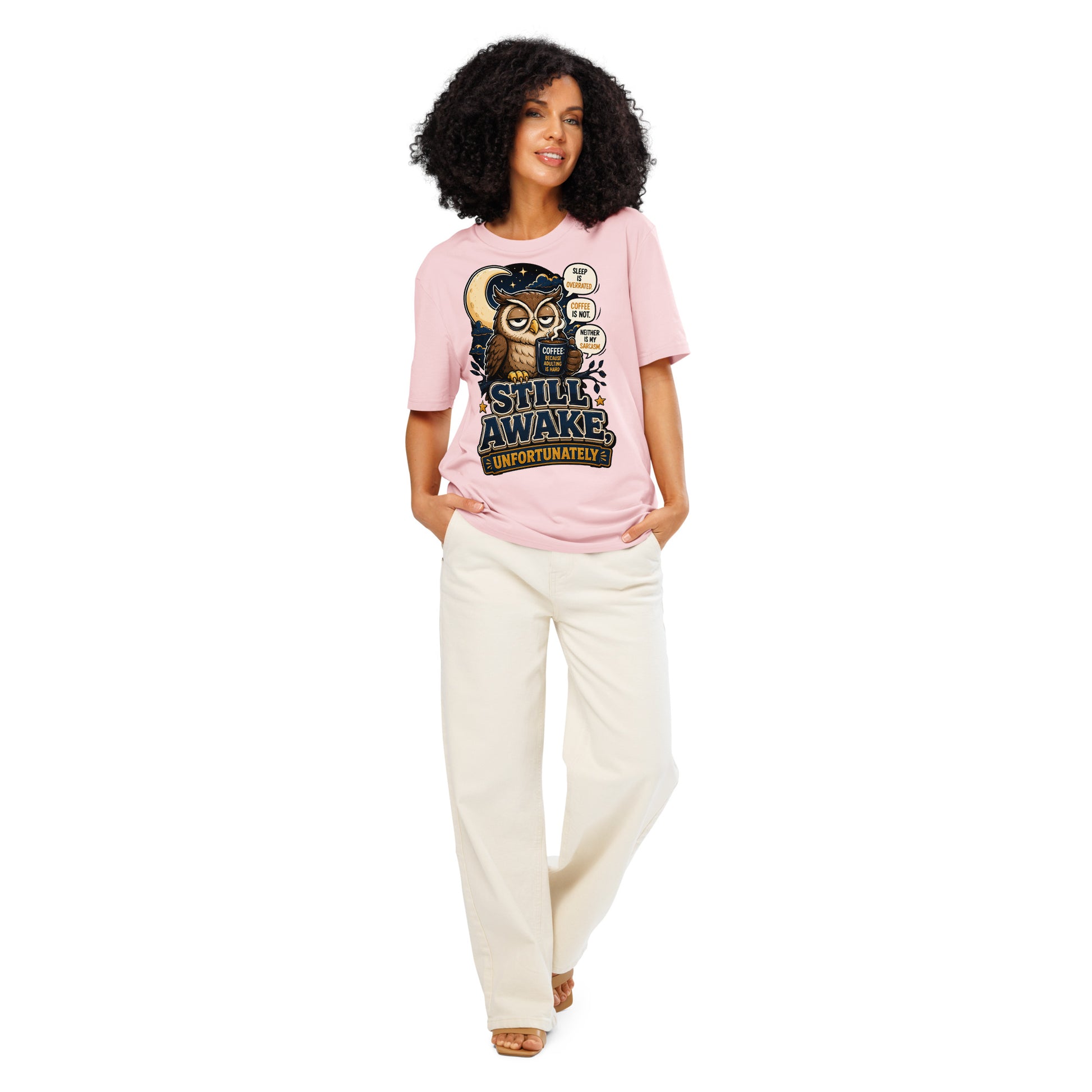 Coffee Lovers Organic Ribbed Neck Tee - Still Awake, Unfortunately! by printfluence.net