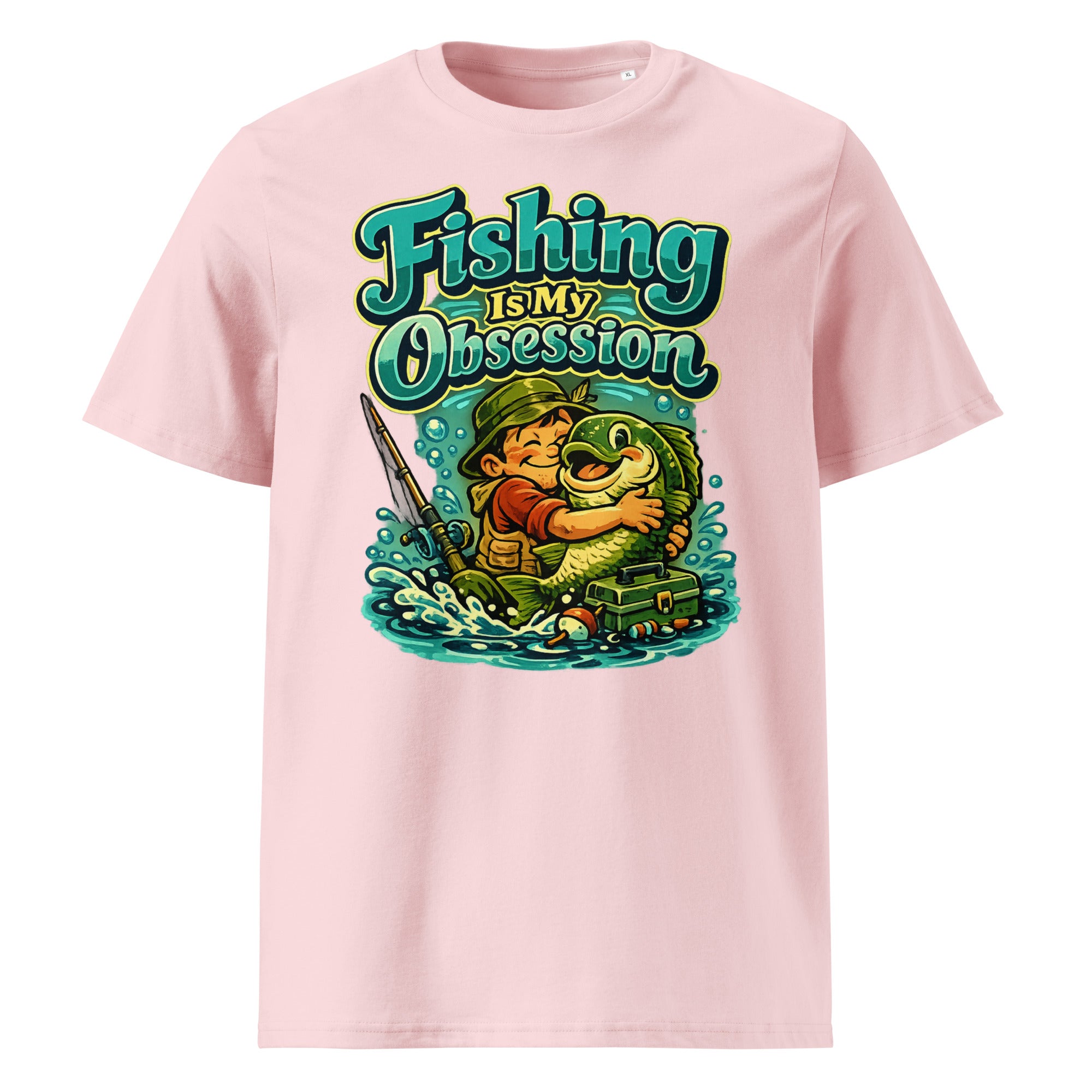 Fishing Is My Obsession T-Shirt - Cute Cartoon Bass Fishing Lovers Organic Tee by printfluence.net