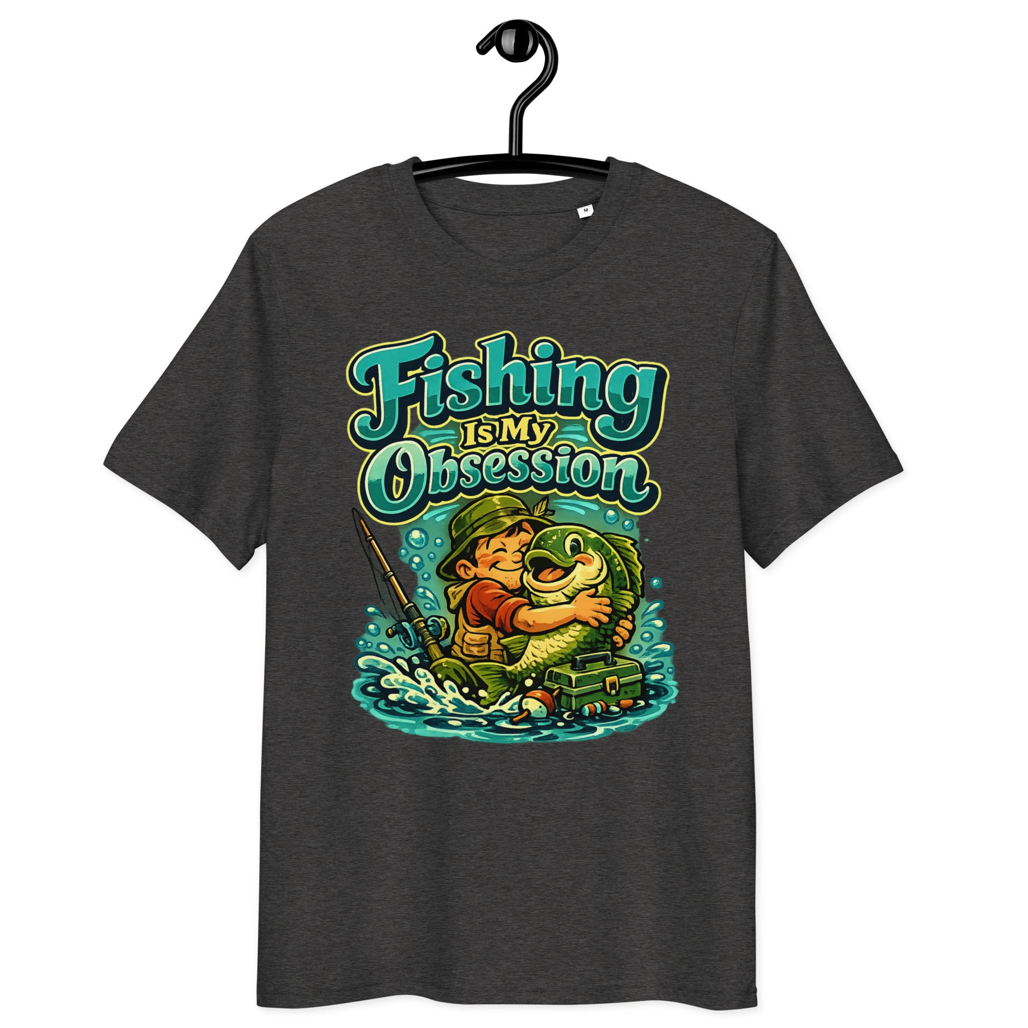 Fishing Is My Obsession T-Shirt - Cute Cartoon Bass Fishing Lovers Organic Tee by printfluence.net