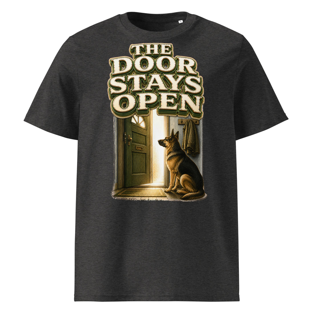German Shepherd Open Door Organic T-Shirt by printfluence.net