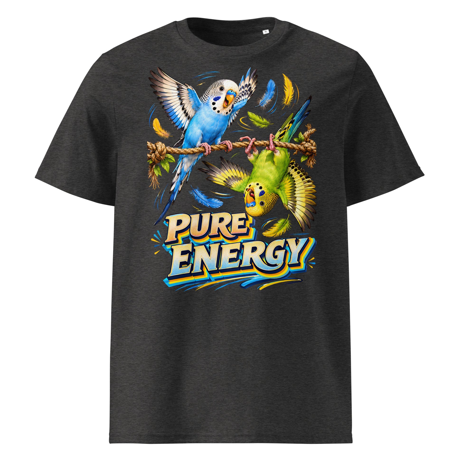 Budgie Lovers Pure Energy Organic Cotton Ribbed Neck Tee Unisex by printfluence.net