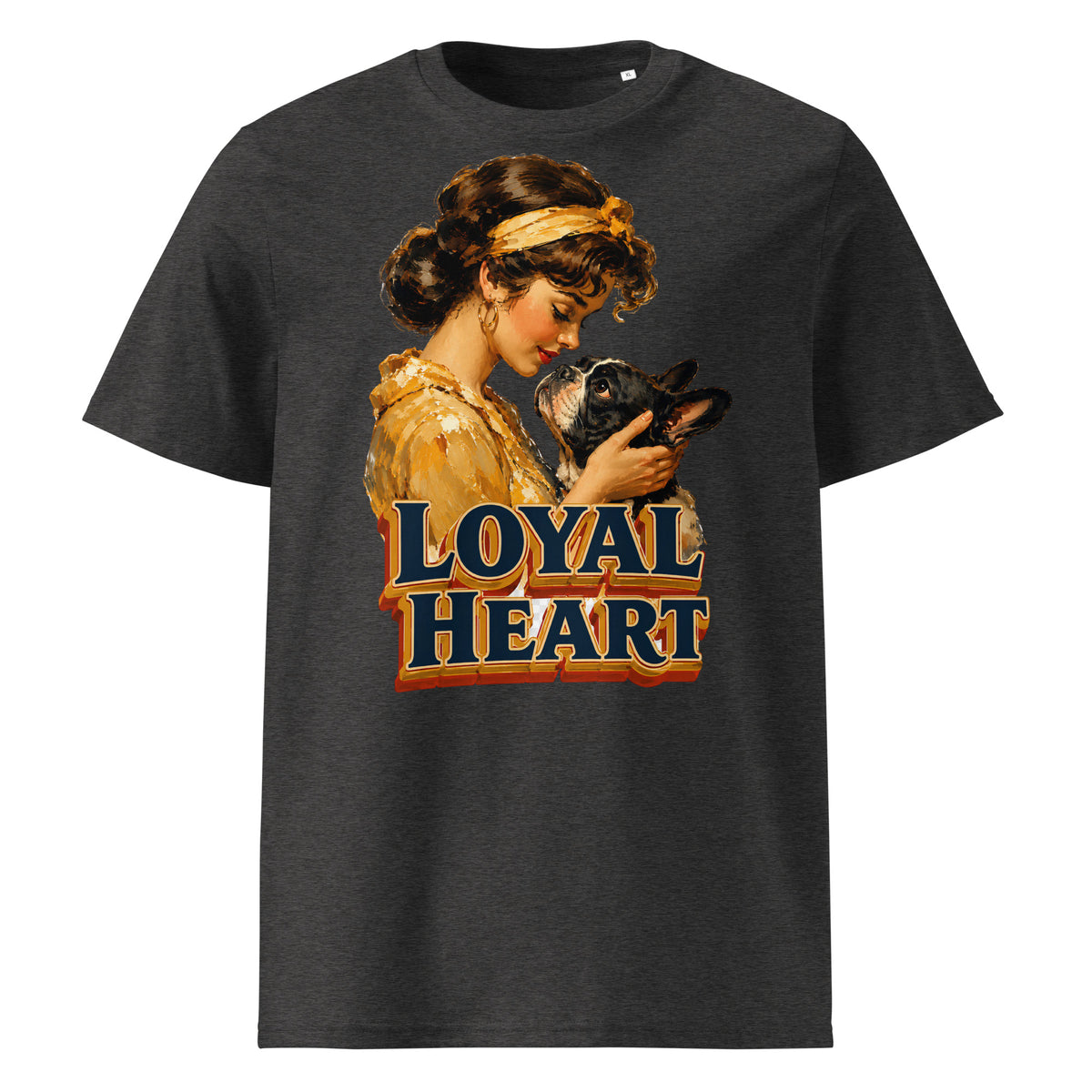 Loyal Heart Frenchie Tee - Organic Ribbed Neck French Bulldog Lovers T-Shirt T-24 by printfluence.net