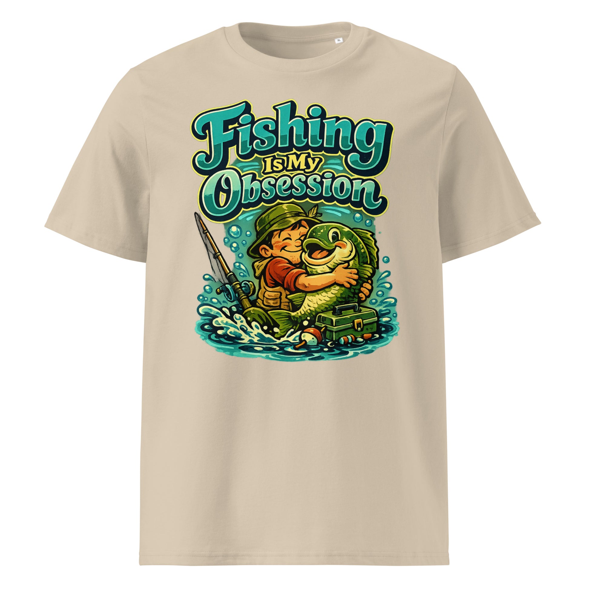 Fishing Is My Obsession T-Shirt - Cute Cartoon Bass Fishing Lovers Organic Tee by printfluence.net