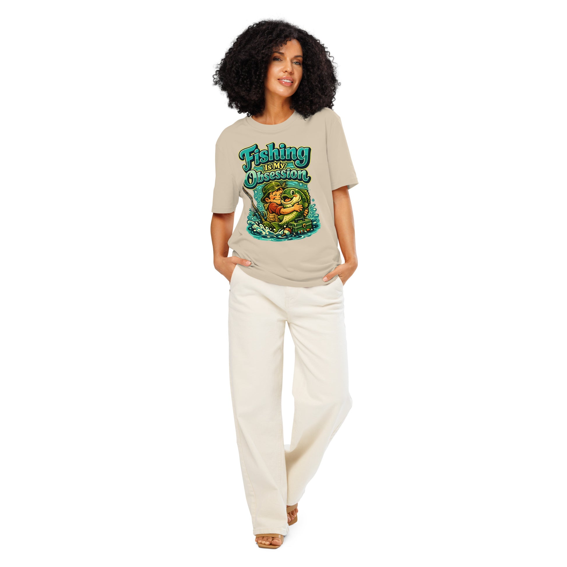 Fishing Is My Obsession T-Shirt - Cute Cartoon Bass Fishing Lovers Organic Tee by printfluence.net
