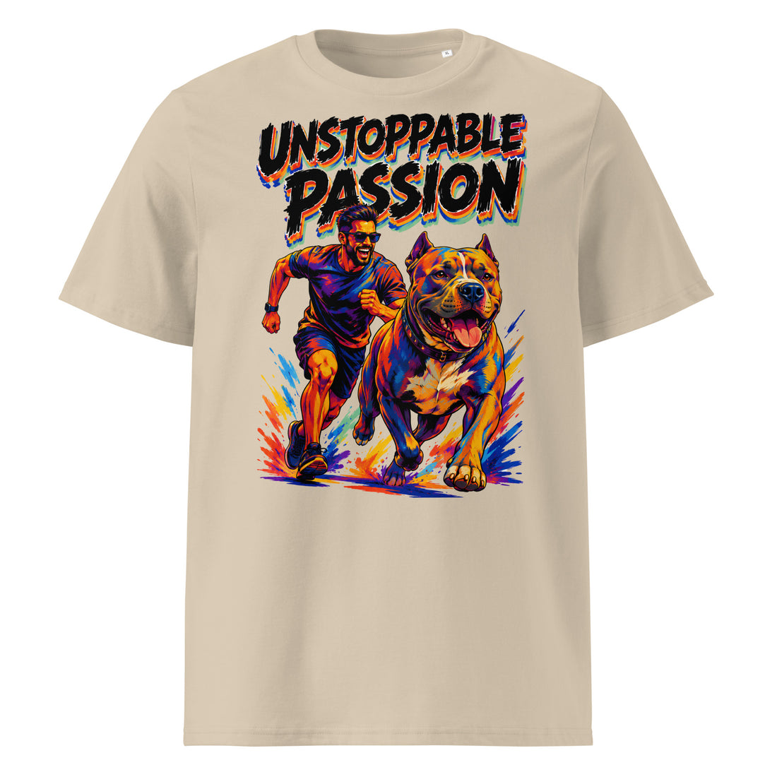 Unstoppable Passion Organic Pitbull Lovers Retro Tee With Ribbed Neck by printfluence.net