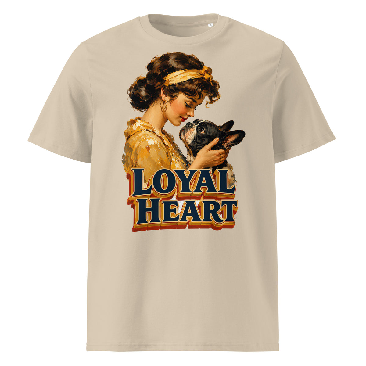 Loyal Heart Frenchie Tee - Organic Ribbed Neck French Bulldog Lovers T-Shirt T-24 by printfluence.net