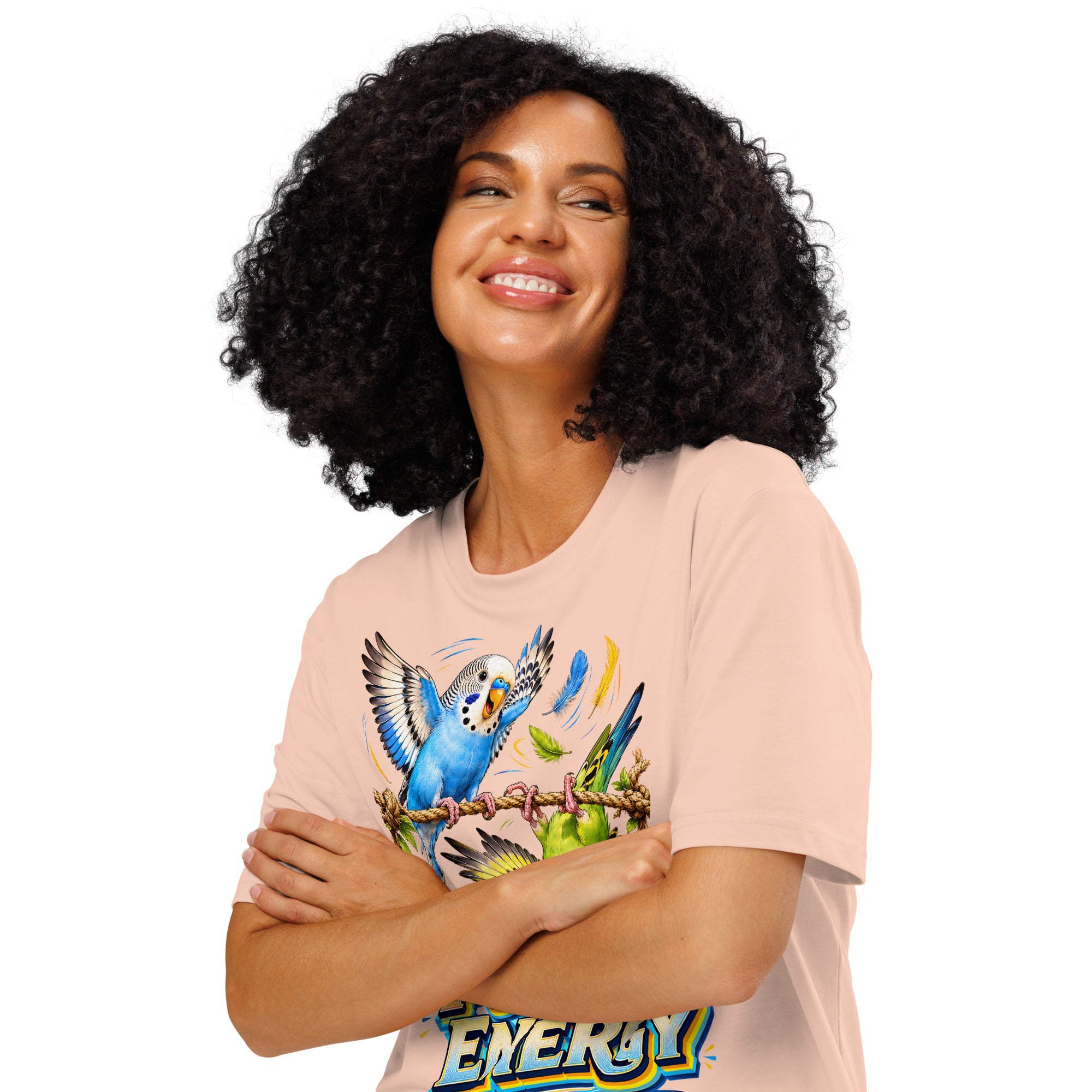 Budgie Lovers Pure Energy Organic Cotton Ribbed Neck Tee Unisex by printfluence.net