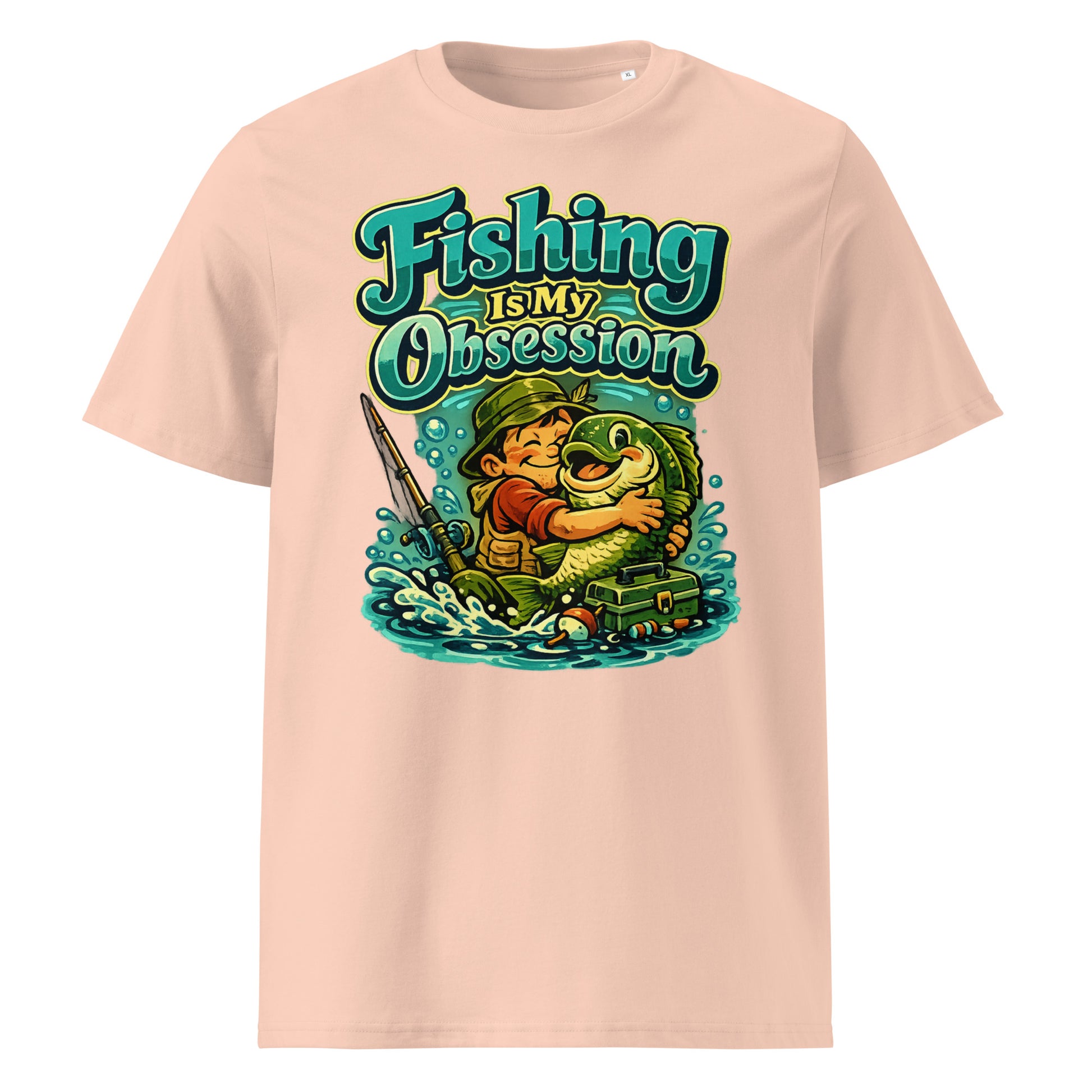 Fishing Is My Obsession T-Shirt - Cute Cartoon Bass Fishing Lovers Organic Tee by printfluence.net