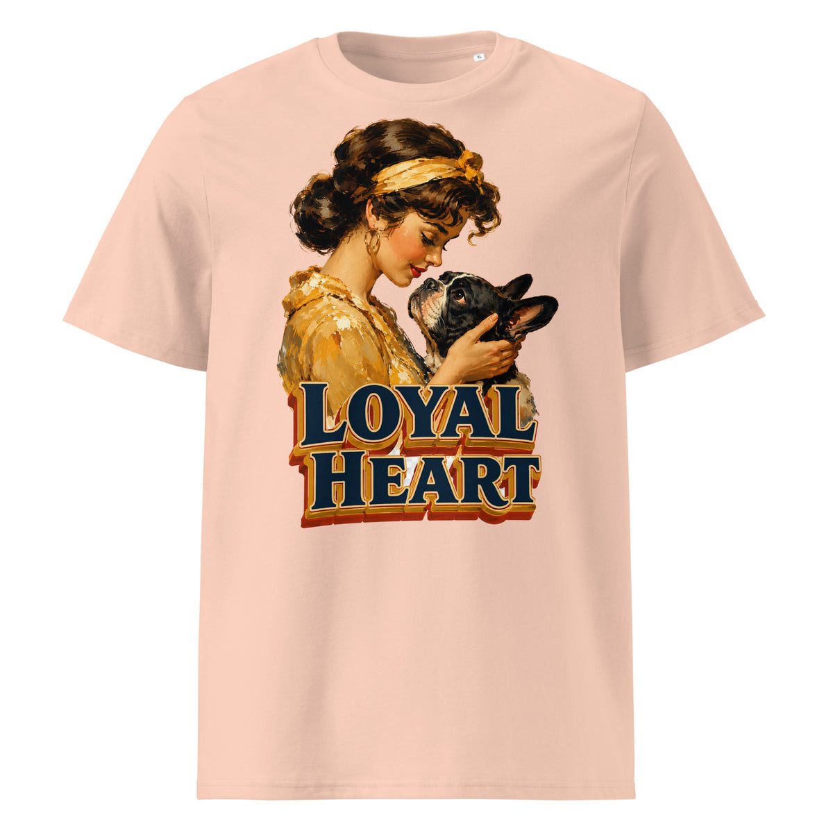 Loyal Heart Frenchie Tee - Organic Ribbed Neck French Bulldog Lovers T-Shirt T-24 by printfluence.net