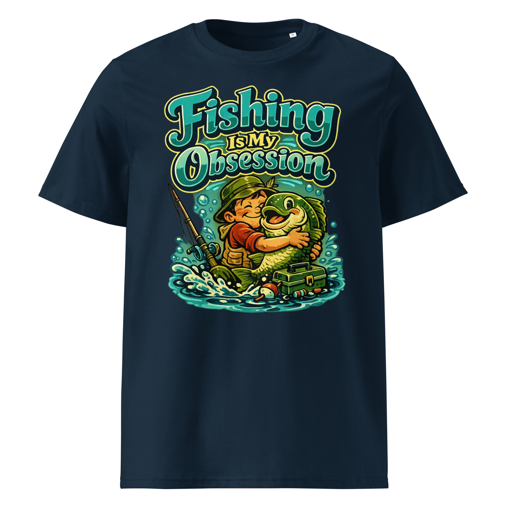 Fishing Is My Obsession T-Shirt - Cute Cartoon Bass Fishing Lovers Organic Tee by printfluence.net