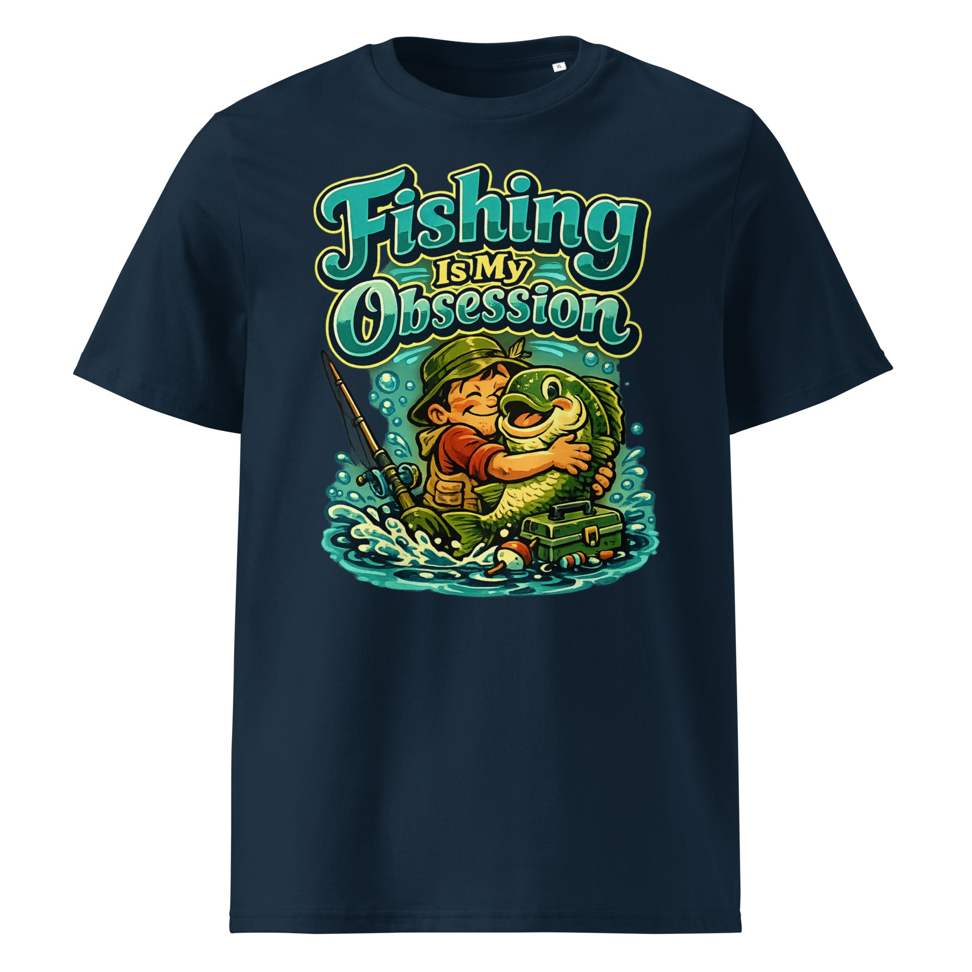 Fishing Is My Obsession T-Shirt - Cute Cartoon Bass Fishing Lovers Organic Tee by printfluence.net