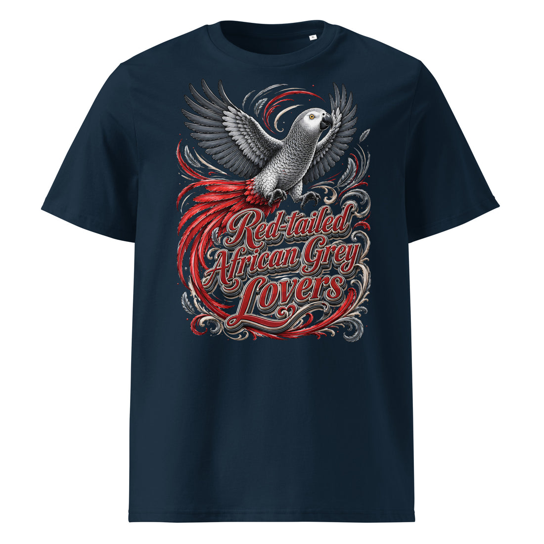 Organic Ribbed Neck African Grey T-Shirt – Red-Tailed Majestic Parrot by printfluence.net