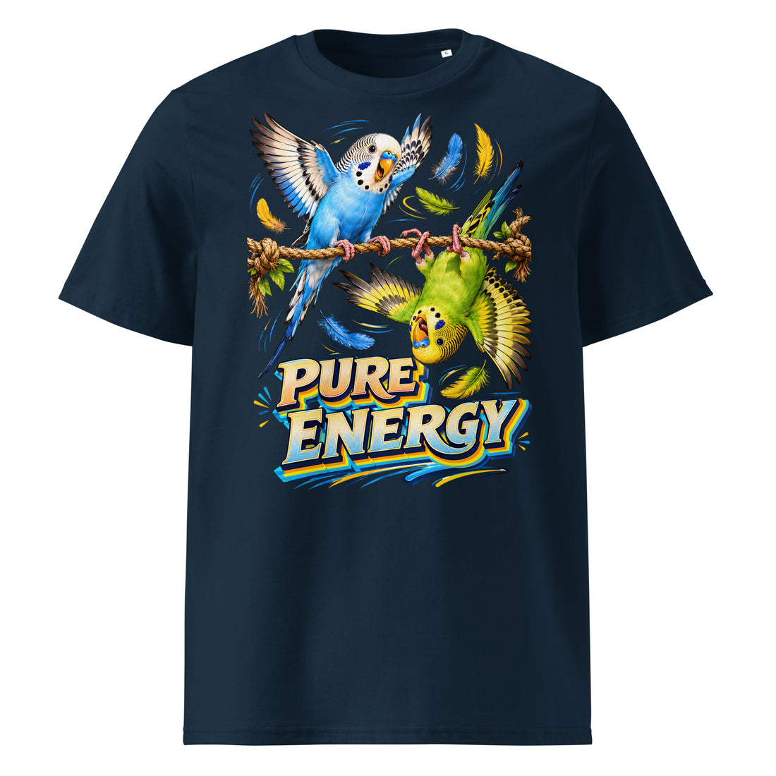 Budgie Lovers Pure Energy Organic Cotton Ribbed Neck Tee Unisex by printfluence.net