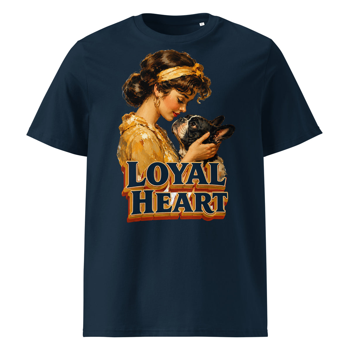 Loyal Heart Frenchie Tee - Organic Ribbed Neck French Bulldog Lovers T-Shirt T-24 by printfluence.net