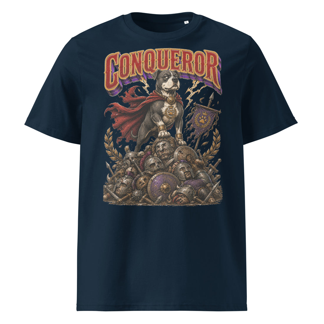 Pitbull Lovers | Unisex Organic Ribbed Neck T-Shirt - Conqueror Warrior Dog by printfluence.net