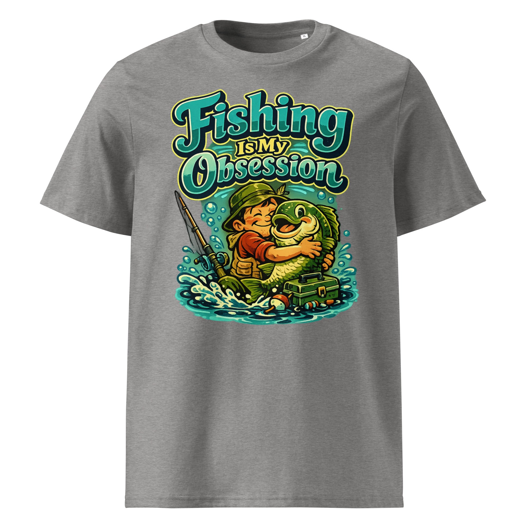 Fishing Is My Obsession T-Shirt - Cute Cartoon Bass Fishing Lovers Organic Tee by printfluence.net