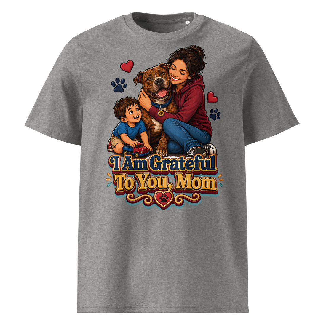 Grateful Pitbull Mom Unisex Organic Ribbed Tee by printfluence.net