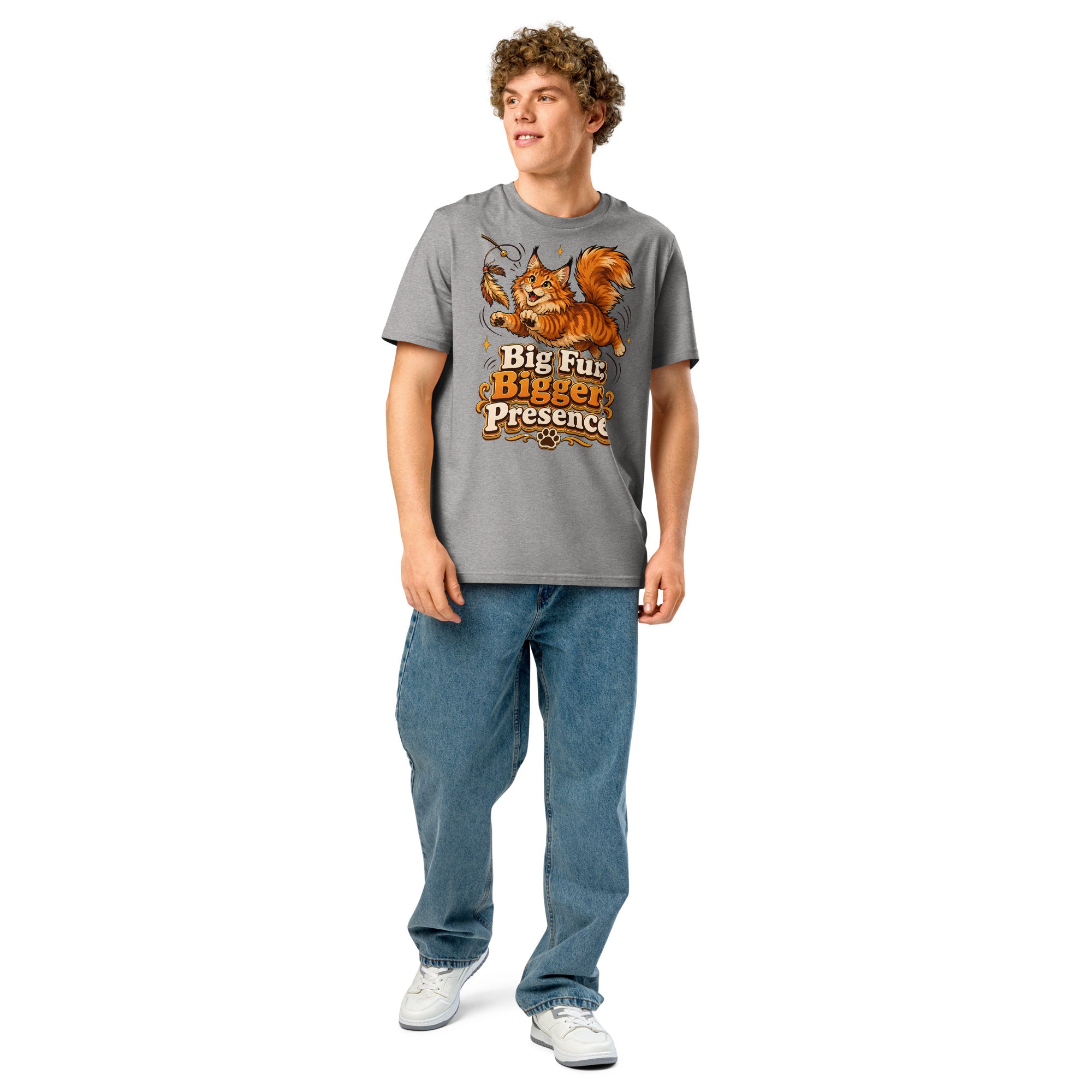 Big Fur Bigger Presence Cat Lovers Organic T-Shirt by printfluence.net