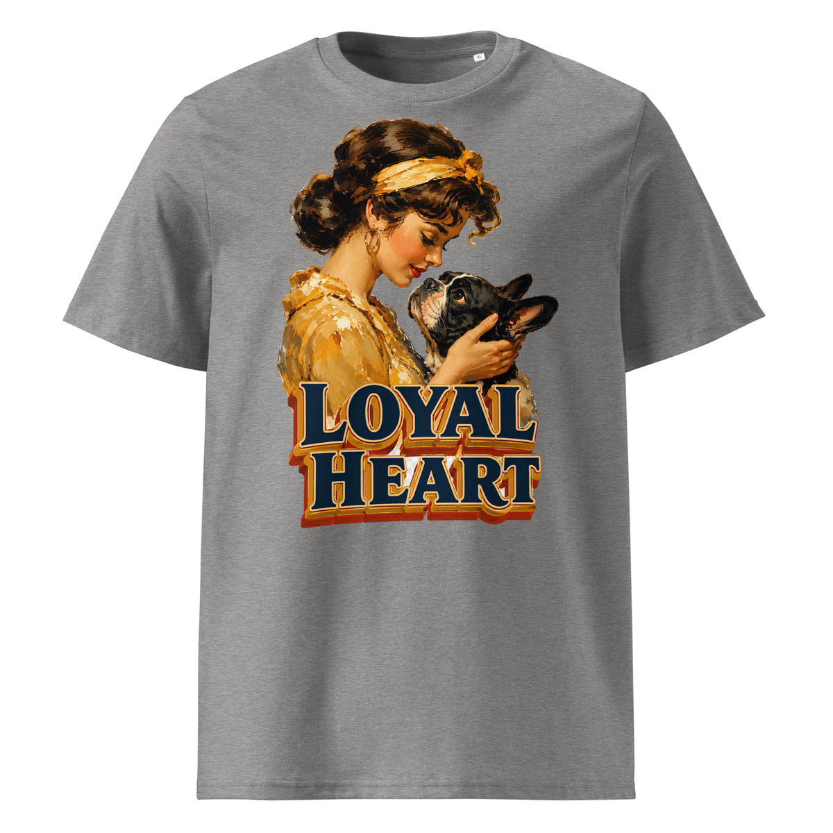 Loyal Heart Frenchie Tee - Organic Ribbed Neck French Bulldog Lovers T-Shirt T-24 by printfluence.net