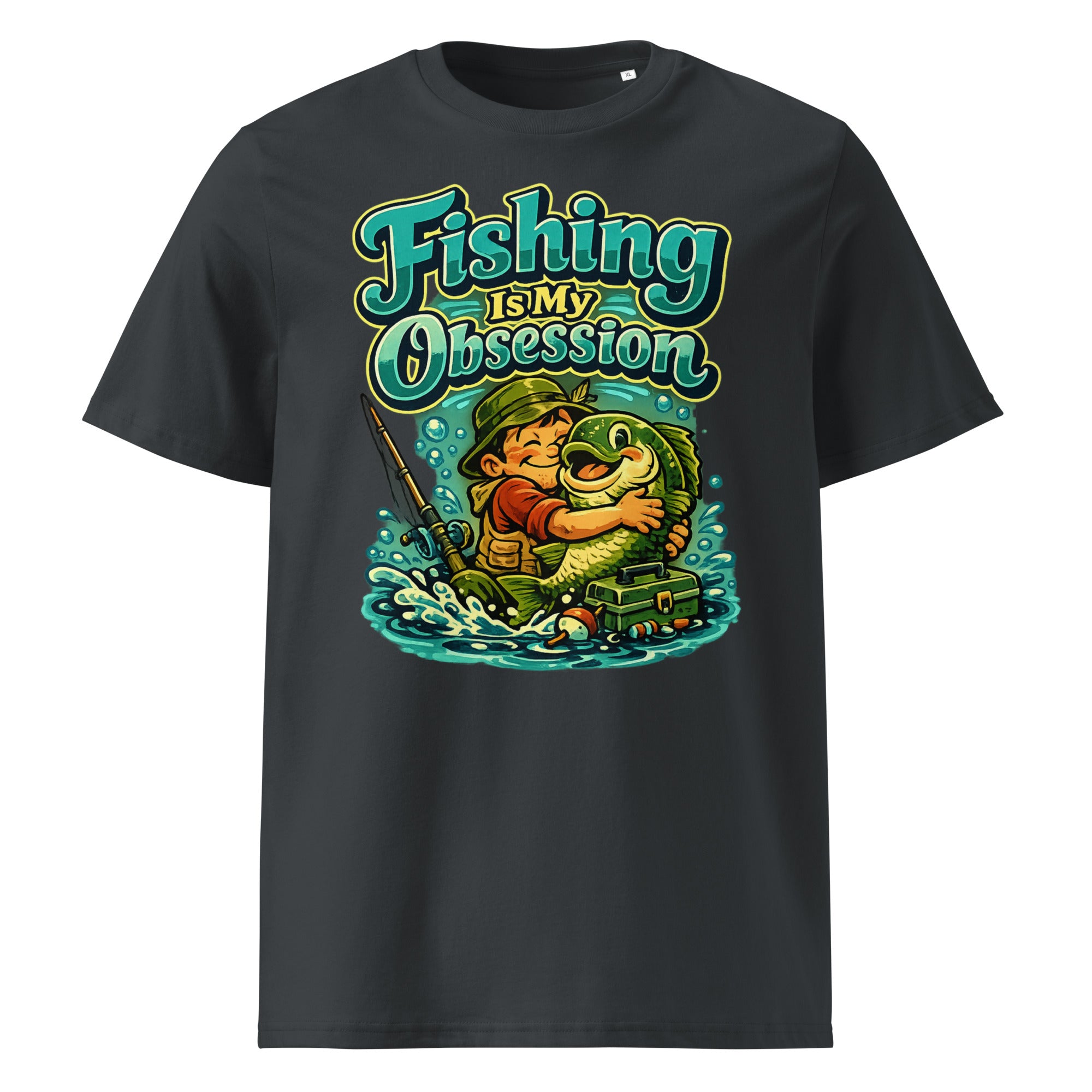 Fishing Is My Obsession T-Shirt - Cute Cartoon Bass Fishing Lovers Organic Tee by printfluence.net