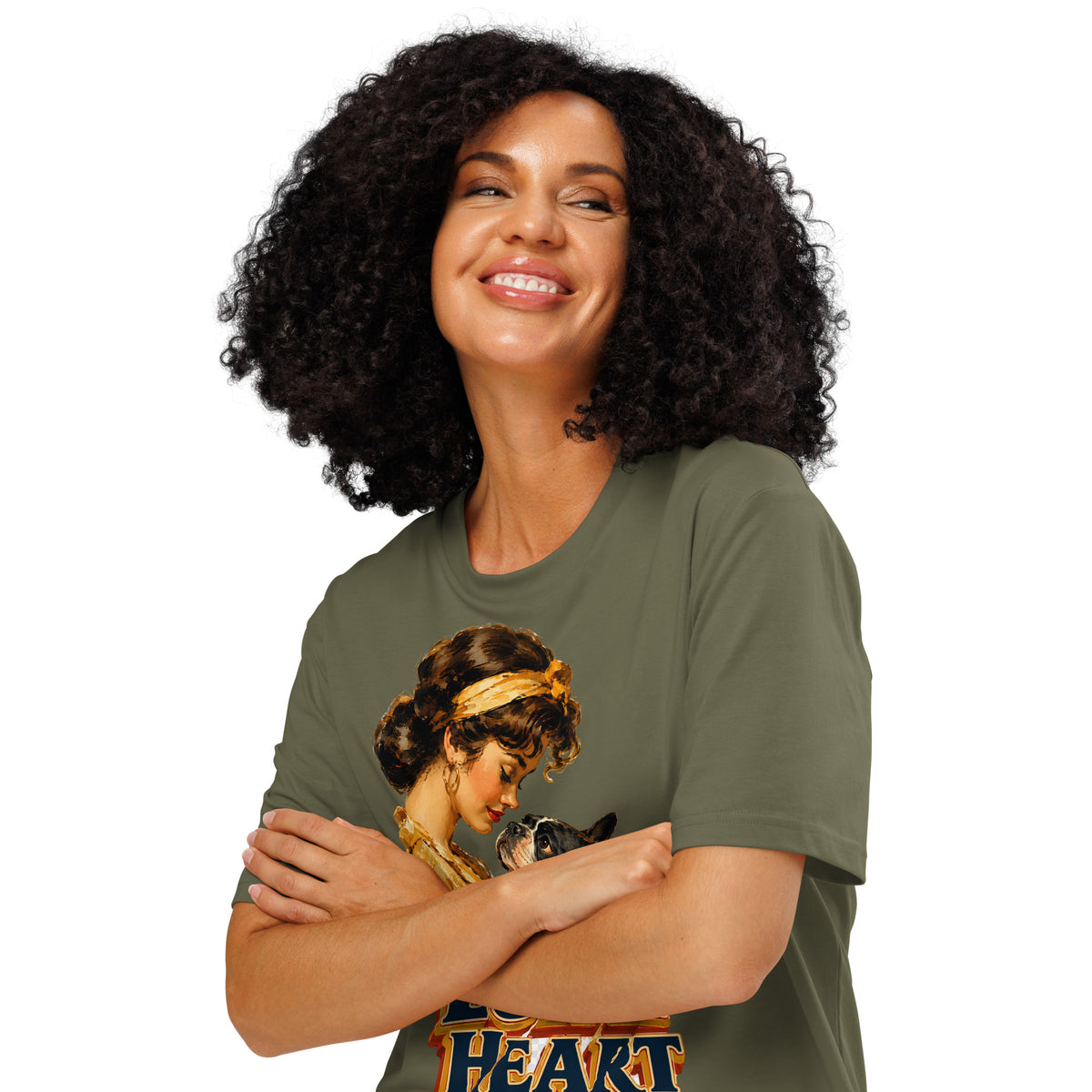Loyal Heart Frenchie Tee - Organic Ribbed Neck French Bulldog Lovers T-Shirt T-24 by printfluence.net