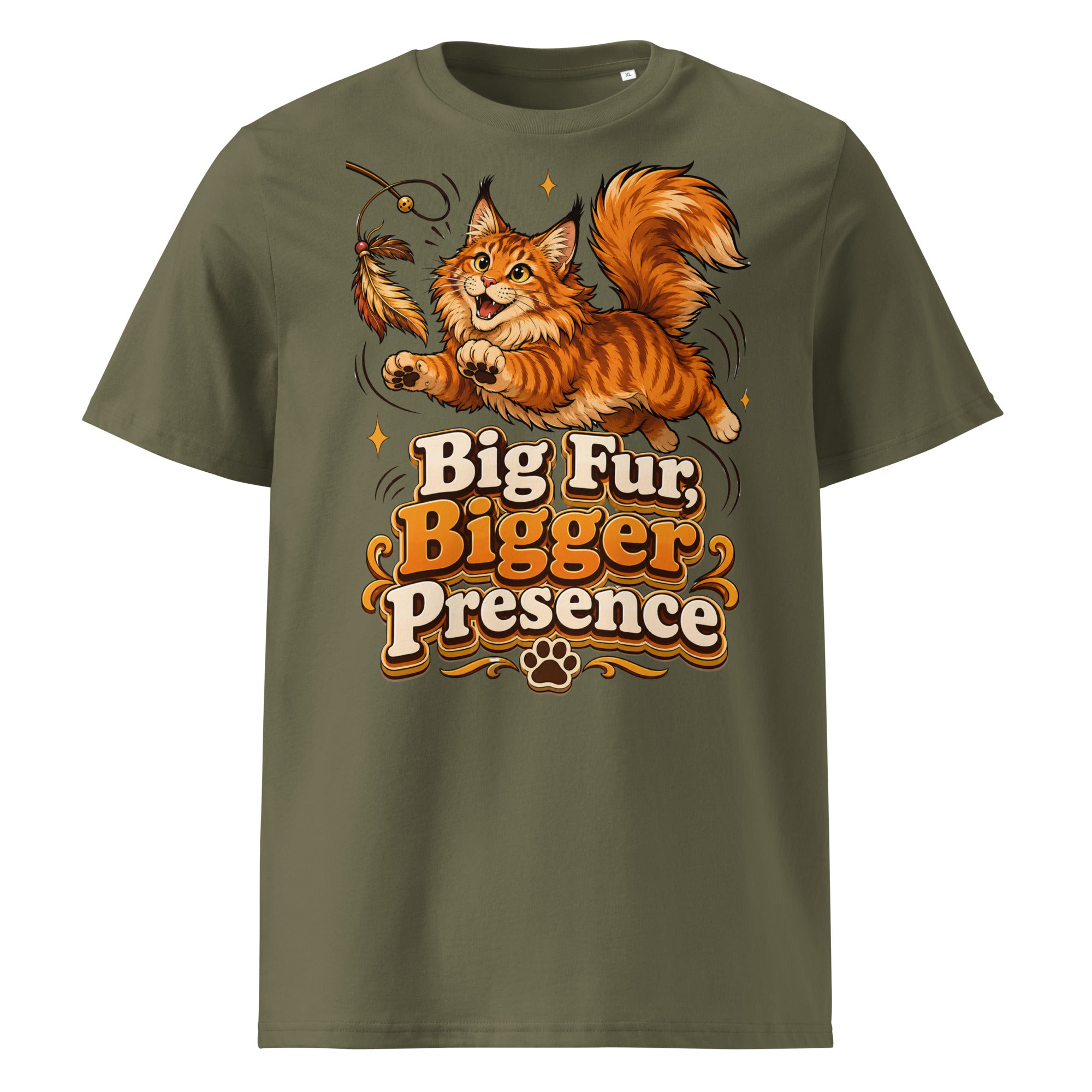 Big Fur Bigger Presence Cat Lovers Organic T-Shirt by printfluence.net