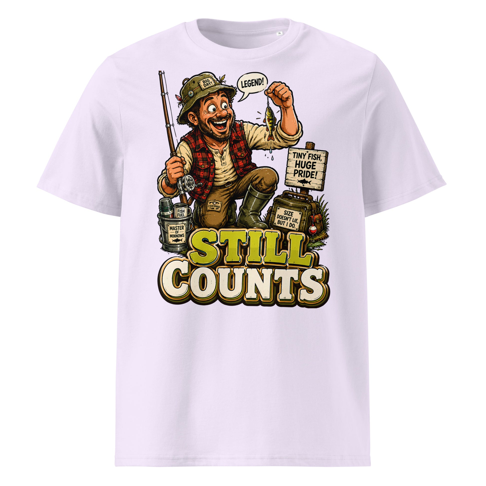 Still Counts Fishing T-Shirt - Funny Tiny Fish Pride Fishing Lovers Organic Tee by printfluence.net
