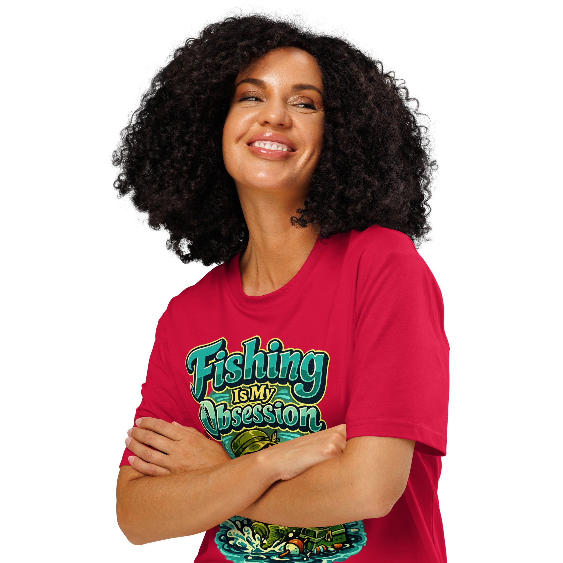 Fishing Is My Obsession T-Shirt - Cute Cartoon Bass Fishing Lovers Organic Tee by printfluence.net
