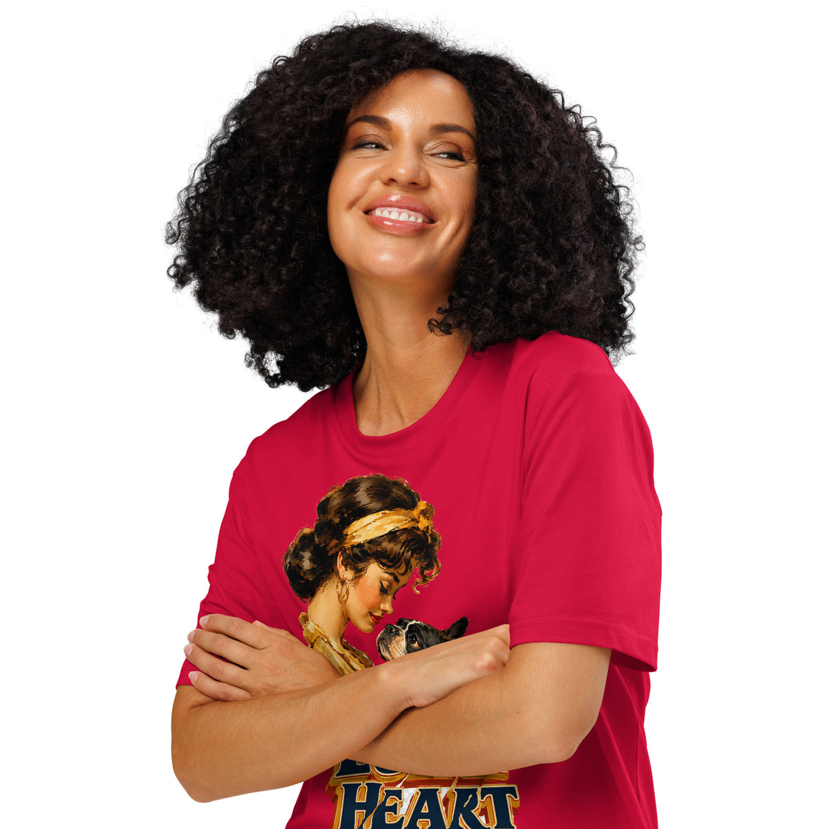 Loyal Heart Frenchie Tee - Organic Ribbed Neck French Bulldog Lovers T-Shirt T-24 by printfluence.net