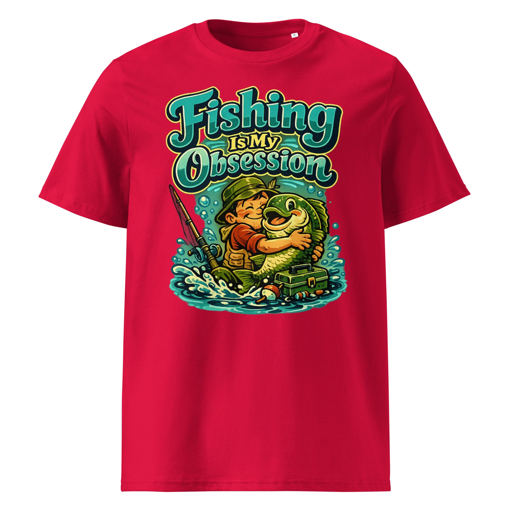 Fishing Is My Obsession T-Shirt - Cute Cartoon Bass Fishing Lovers Organic Tee by printfluence.net