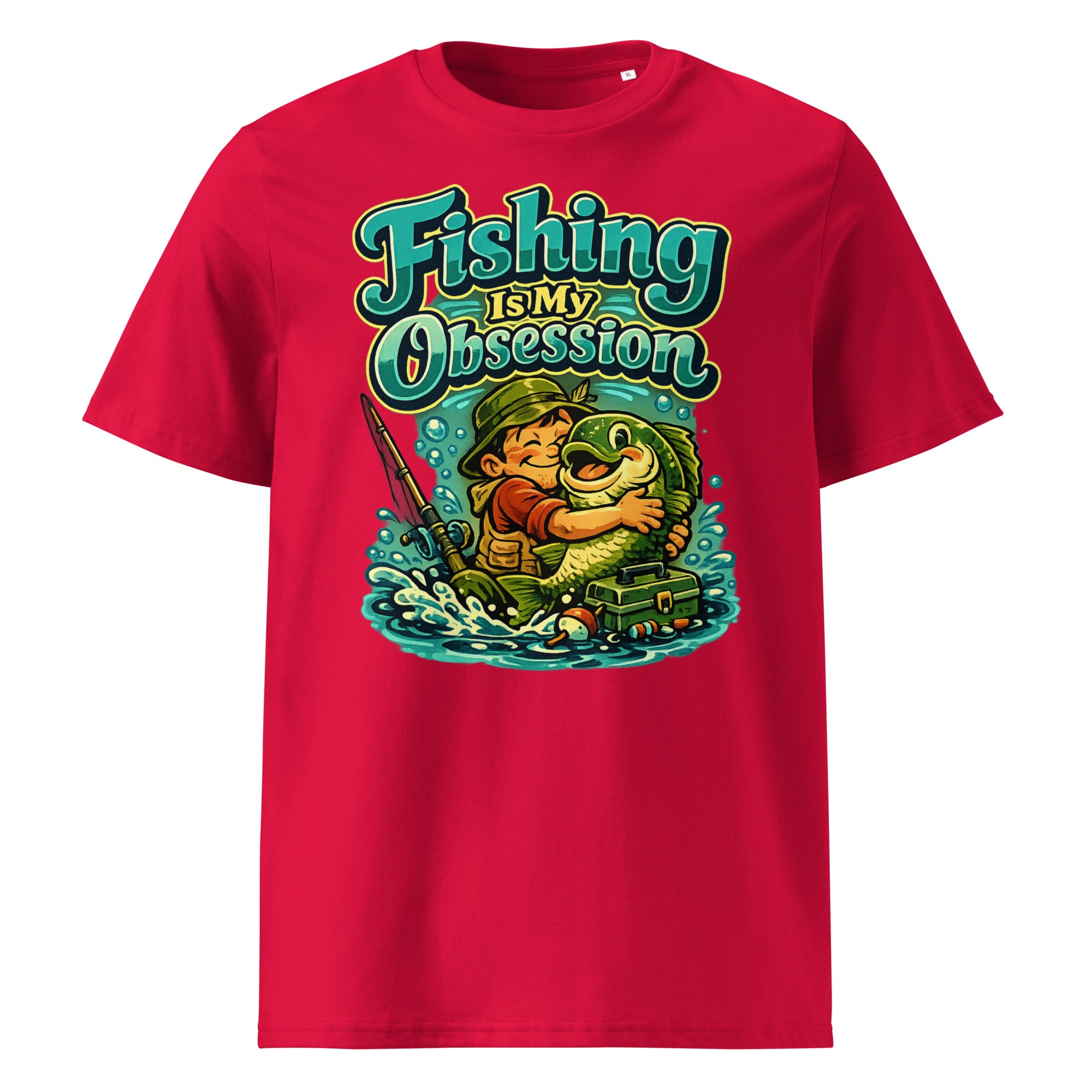 Fishing Is My Obsession T-Shirt - Cute Cartoon Bass Fishing Lovers Organic Tee by printfluence.net