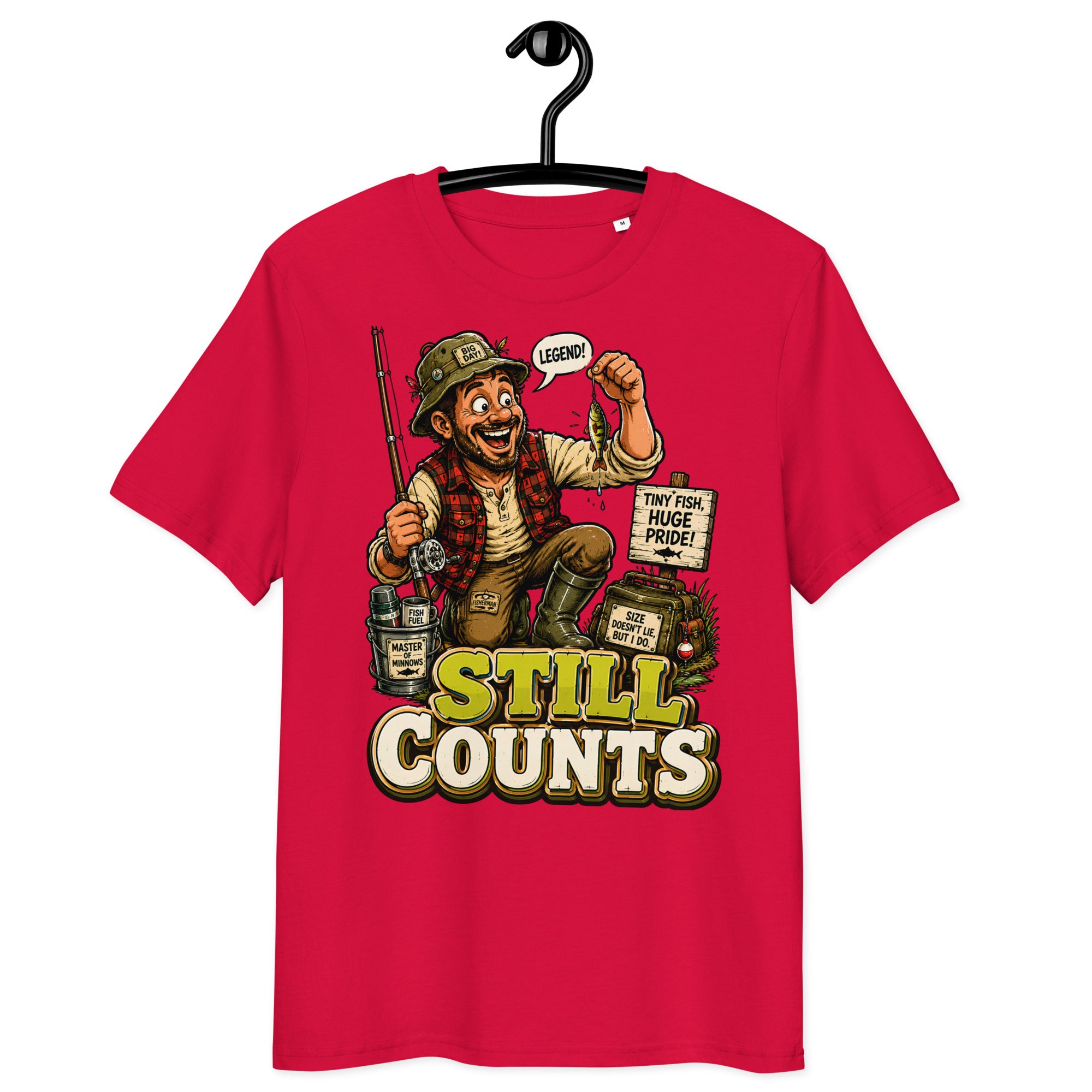 Still Counts Fishing T-Shirt - Funny Tiny Fish Pride Fishing Lovers Organic Tee by printfluence.net