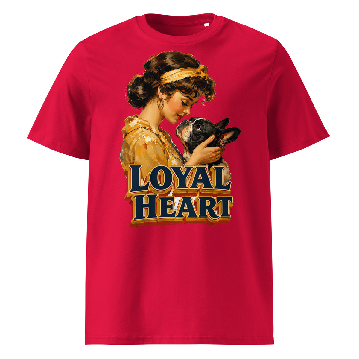 Loyal Heart Frenchie Tee - Organic Ribbed Neck French Bulldog Lovers T-Shirt T-24 by printfluence.net