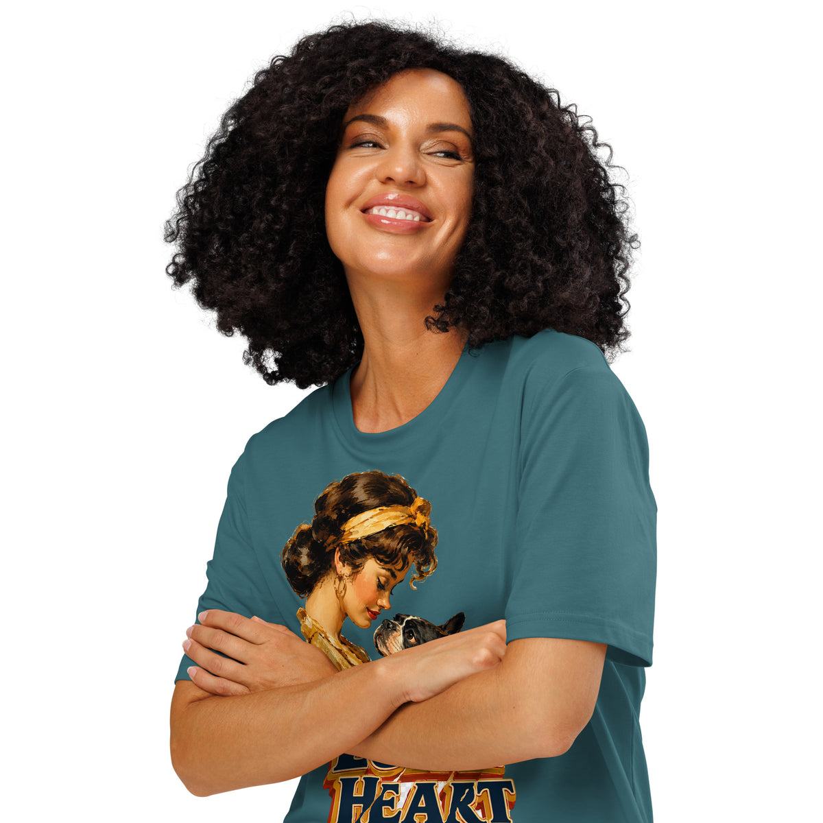 Loyal Heart Frenchie Tee - Organic Ribbed Neck French Bulldog Lovers T-Shirt T-24 by printfluence.net